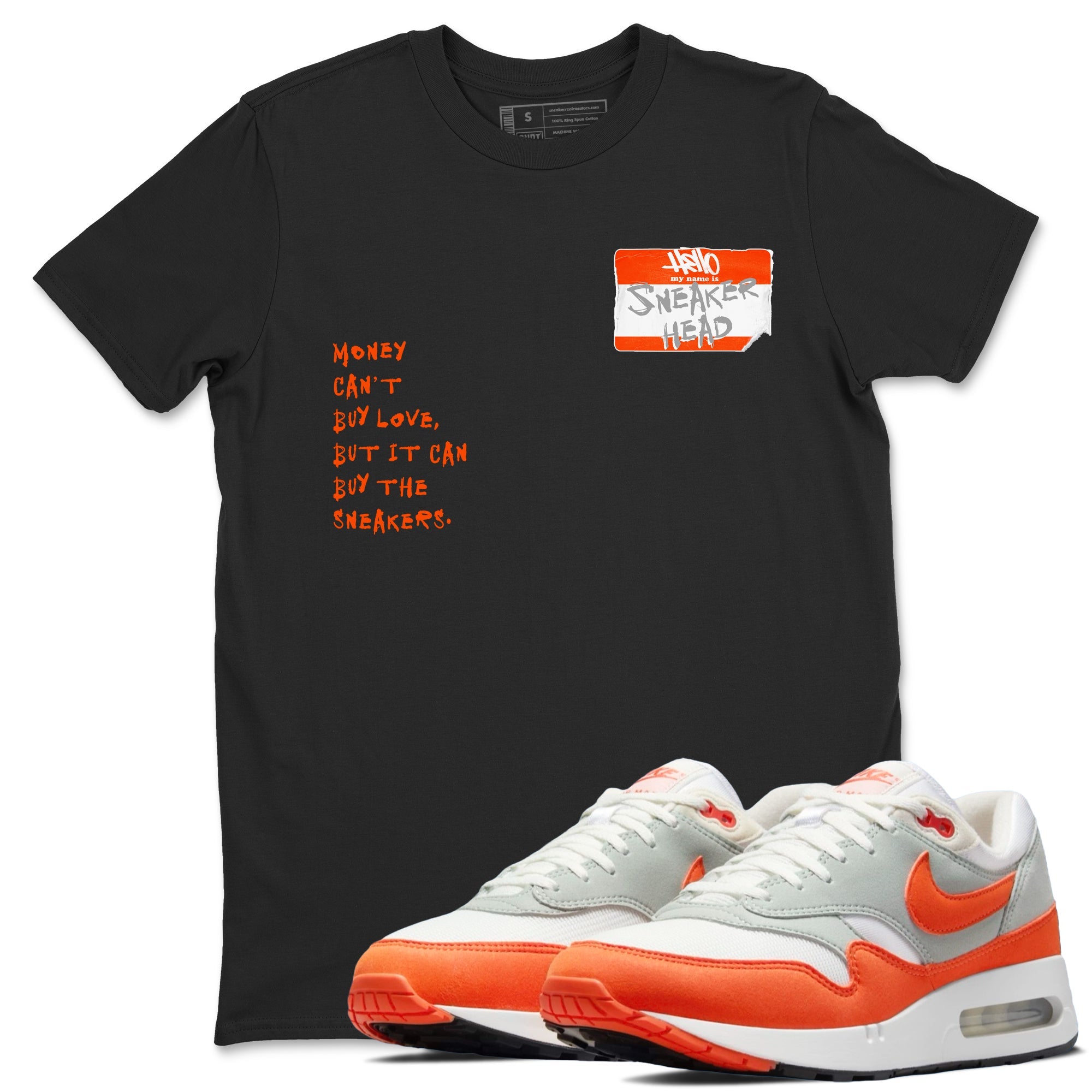 Air Max 1 OG '86 'Summit White and Cosmic Clay shirts to match jordans Sneakerhead Badge sneaker match tees Air Max 1 Cosmic Clay match shoes to clothes Drip Gear Zone unisex cotton Black 1 shirts