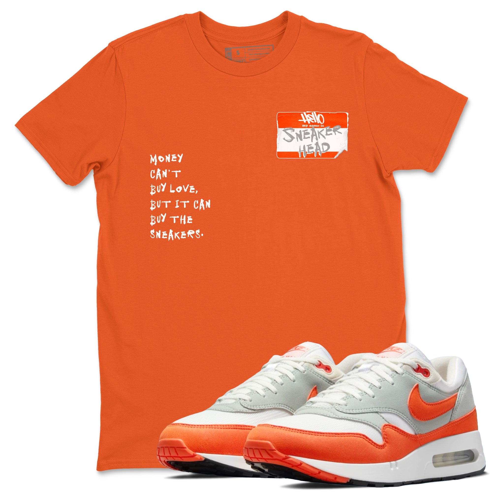 Air Max 1 OG '86 'Summit White and Cosmic Clay shirts to match jordans Sneakerhead Badge sneaker match tees Air Max 1 Cosmic Clay match shoes to clothes Drip Gear Zone unisex cotton Orange 1 shirts