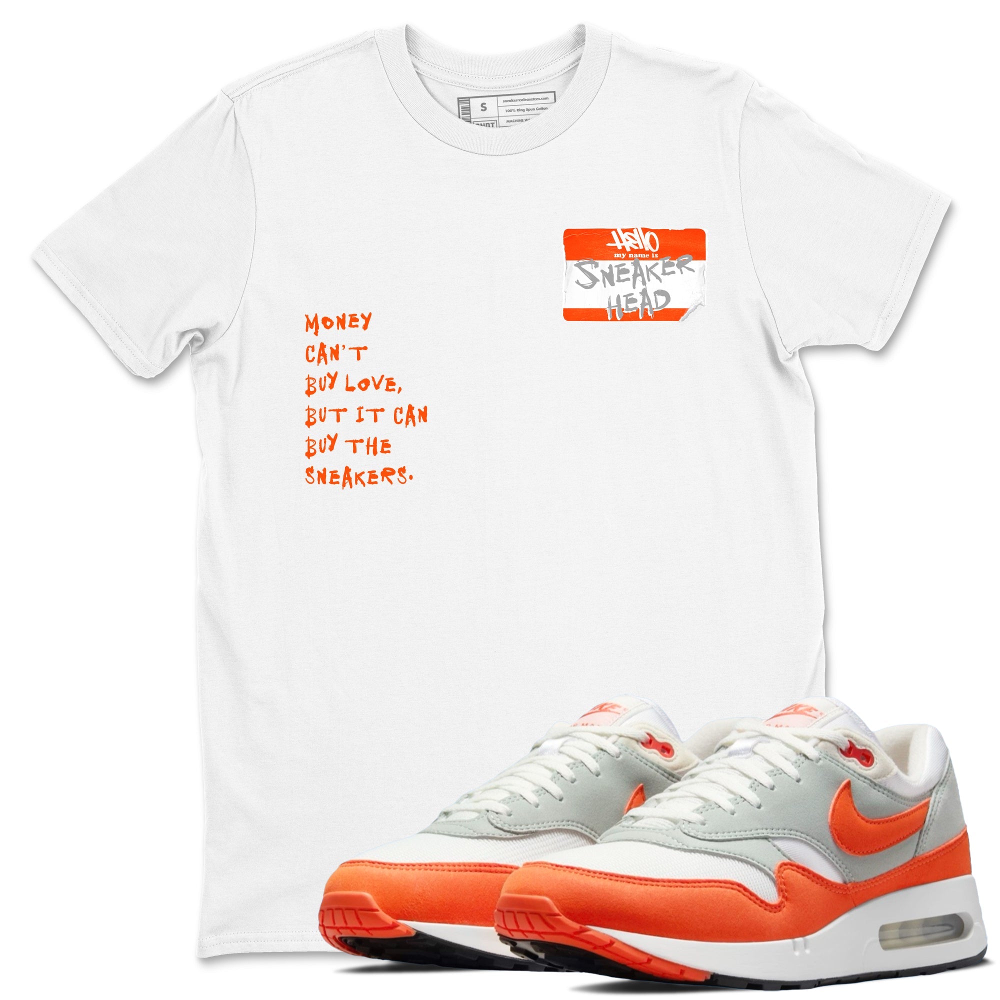 Air Max 1 OG '86 'Summit White and Cosmic Clay shirts to match jordans Sneakerhead Badge sneaker match tees Air Max 1 Cosmic Clay match shoes to clothes Drip Gear Zone unisex cotton White 1 shirts