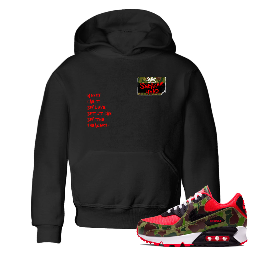Air Max 90 Duck Camo shirts to match jordans Sneakerhead Badge sneaker match tees Air Max 90 Reverse Duck Camo match shoes to clothes Drip Gear Zone Youth Baby Black 1 tee