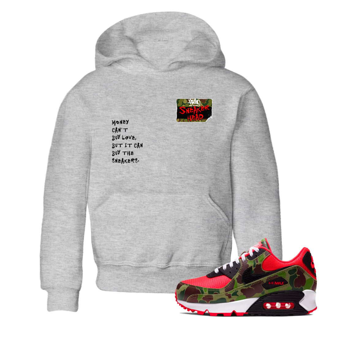 Air Max 90 Duck Camo shirts to match jordans Sneakerhead Badge sneaker match tees Air Max 90 Reverse Duck Camo match shoes to clothes Drip Gear Zone Youth Baby Heather Grey 1 tee