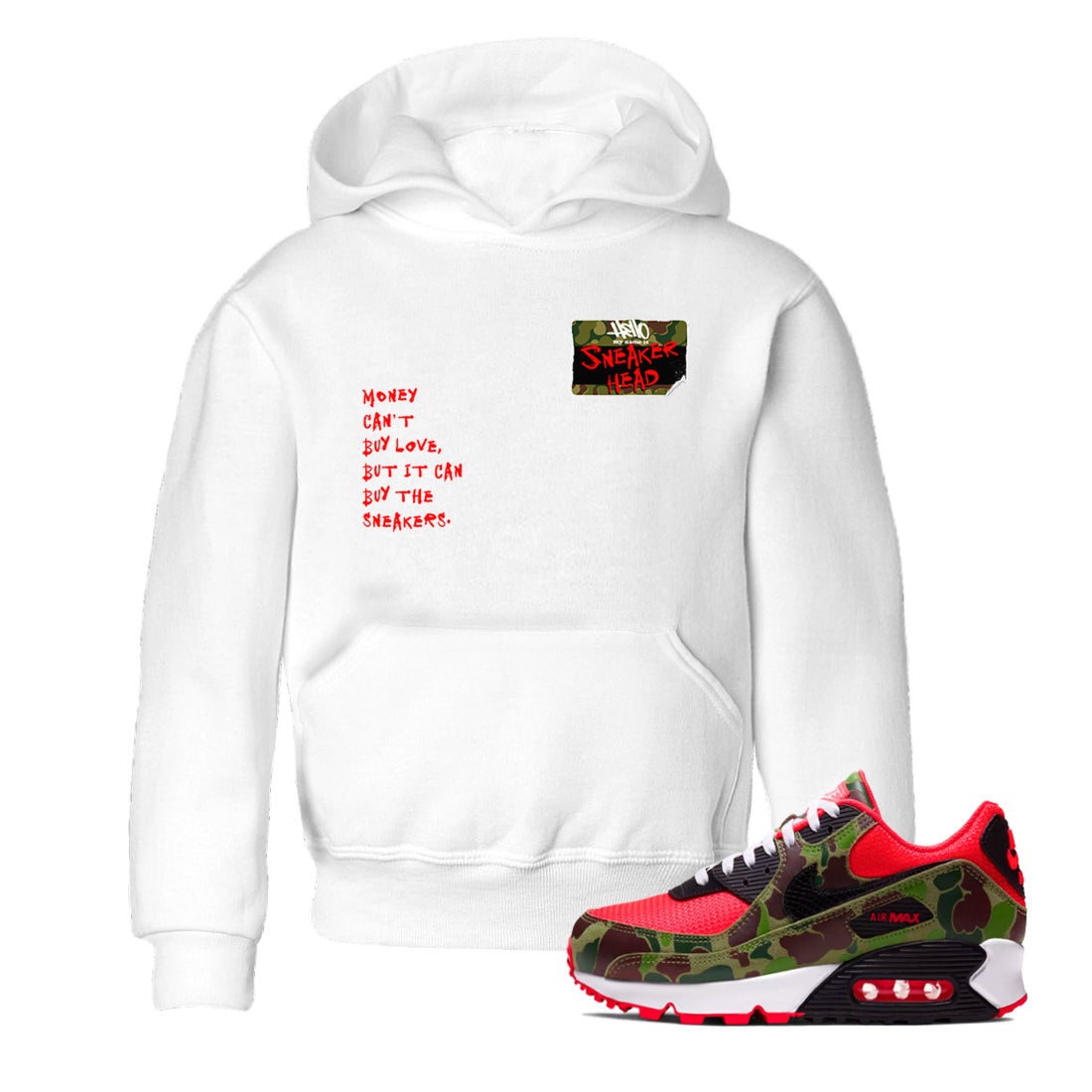 Air Max 90 Duck Camo shirts to match jordans Sneakerhead Badge sneaker match tees Air Max 90 Reverse Duck Camo match shoes to clothes Drip Gear Zone Youth Baby White 1 tee