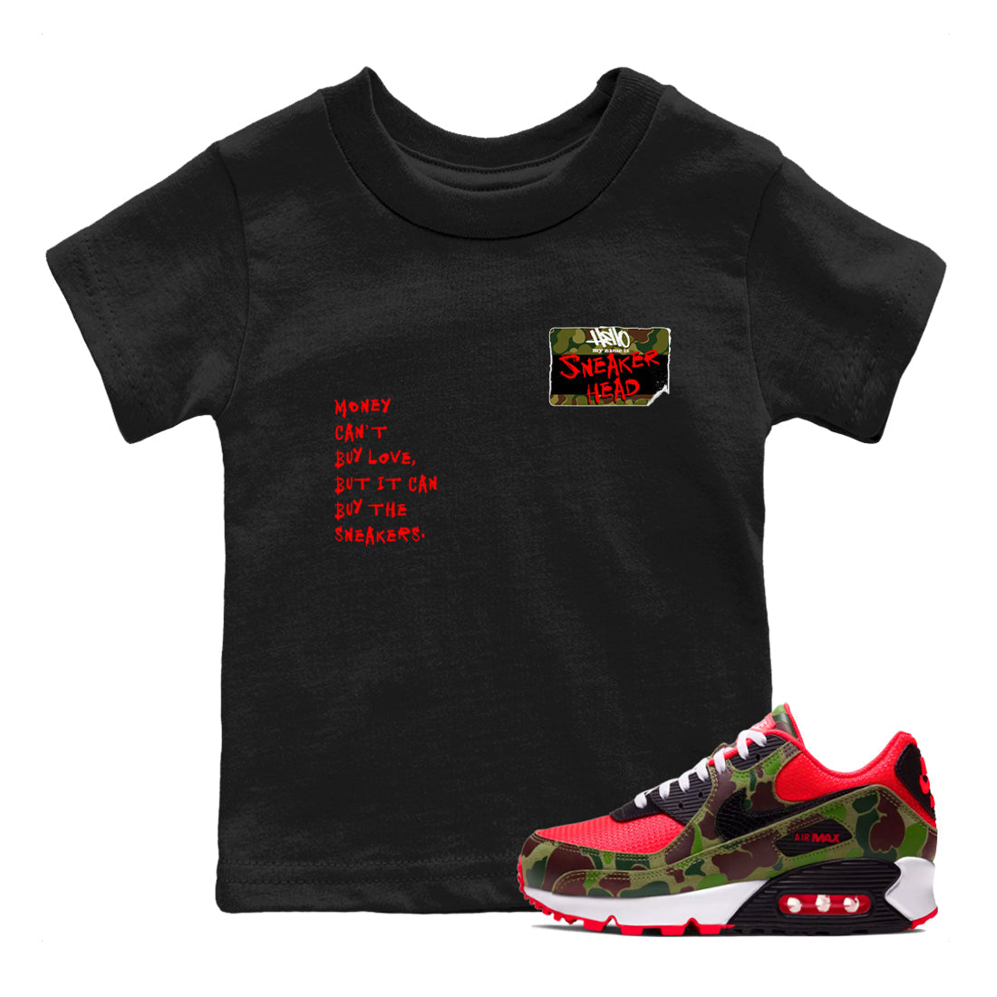 Air Max 90 Duck Camo shirts to match jordans Sneakerhead Badge sneaker match tees Air Max 90 Reverse Duck Camo match shoes to clothes Drip Gear Zone Youth Baby Black 1 tee