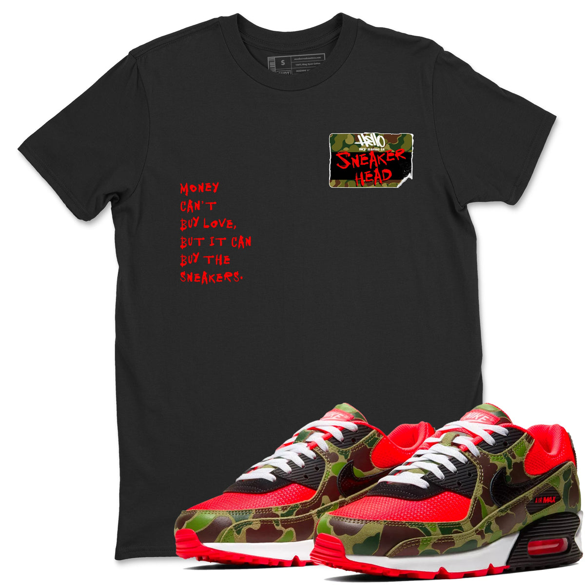 Air Max 90 Duck Camo shirts to match jordans Sneakerhead Badge sneaker match tees Air Max 90 Reverse Duck Camo match shoes to clothes Drip Gear Zone unisex cotton Black 1 shirts