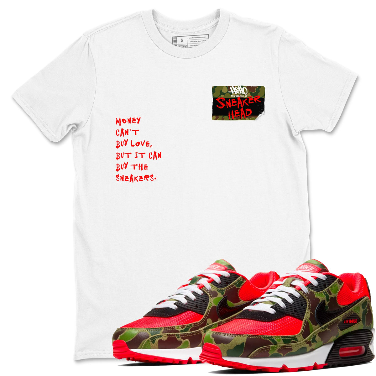 Air Max 90 Duck Camo shirts to match jordans Sneakerhead Badge sneaker match tees Air Max 90 Reverse Duck Camo match shoes to clothes Drip Gear Zone unisex cotton White 1 shirts