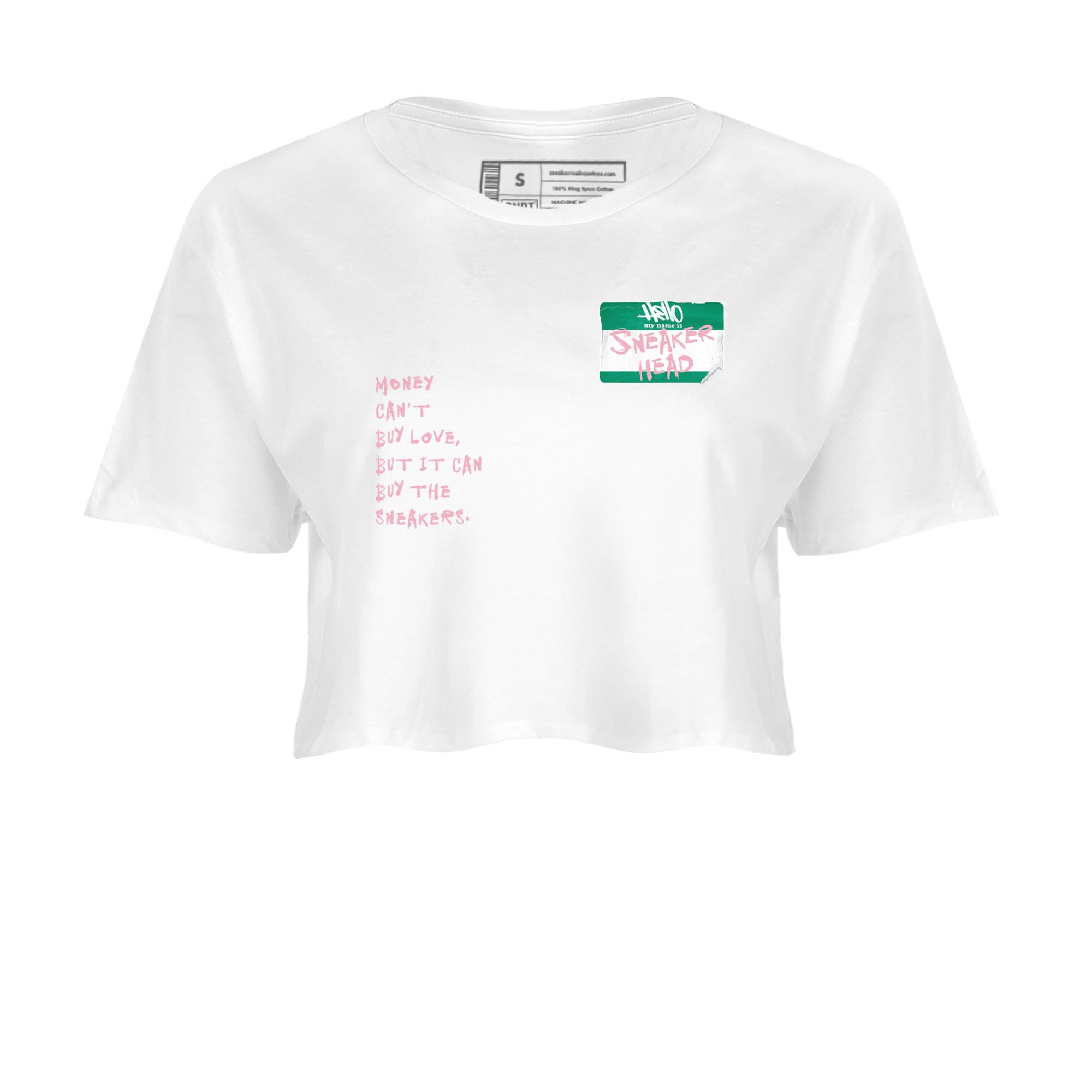 Dunk Medium Soft Pink Malachite shirt to match jordans Sneakerhead Badge sneaker tees Dunk Medium Soft Pink Malachite Drip Gear Zone White 2 crop length shirt