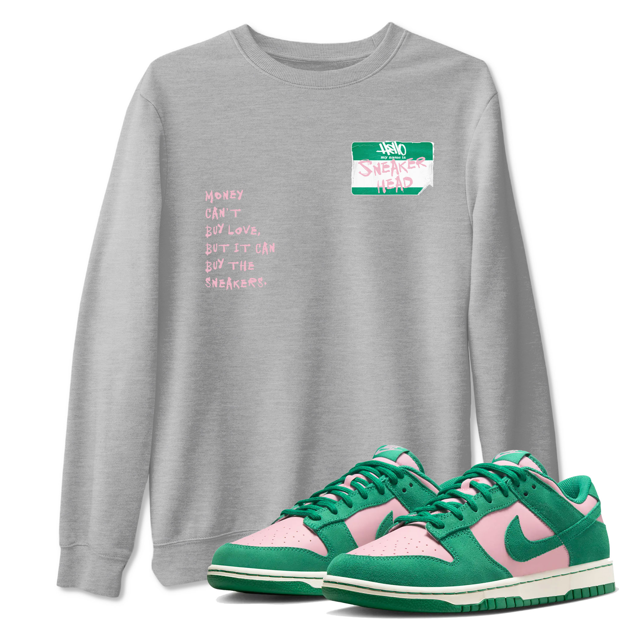 Dunk Medium Soft Pink Malachite shirt to match jordans Sneakerhead Badge sneaker tees Dunk Medium Soft Pink Malachite Drip Gear Zone unisex cotton Heather Grey 1 crew neck shirt