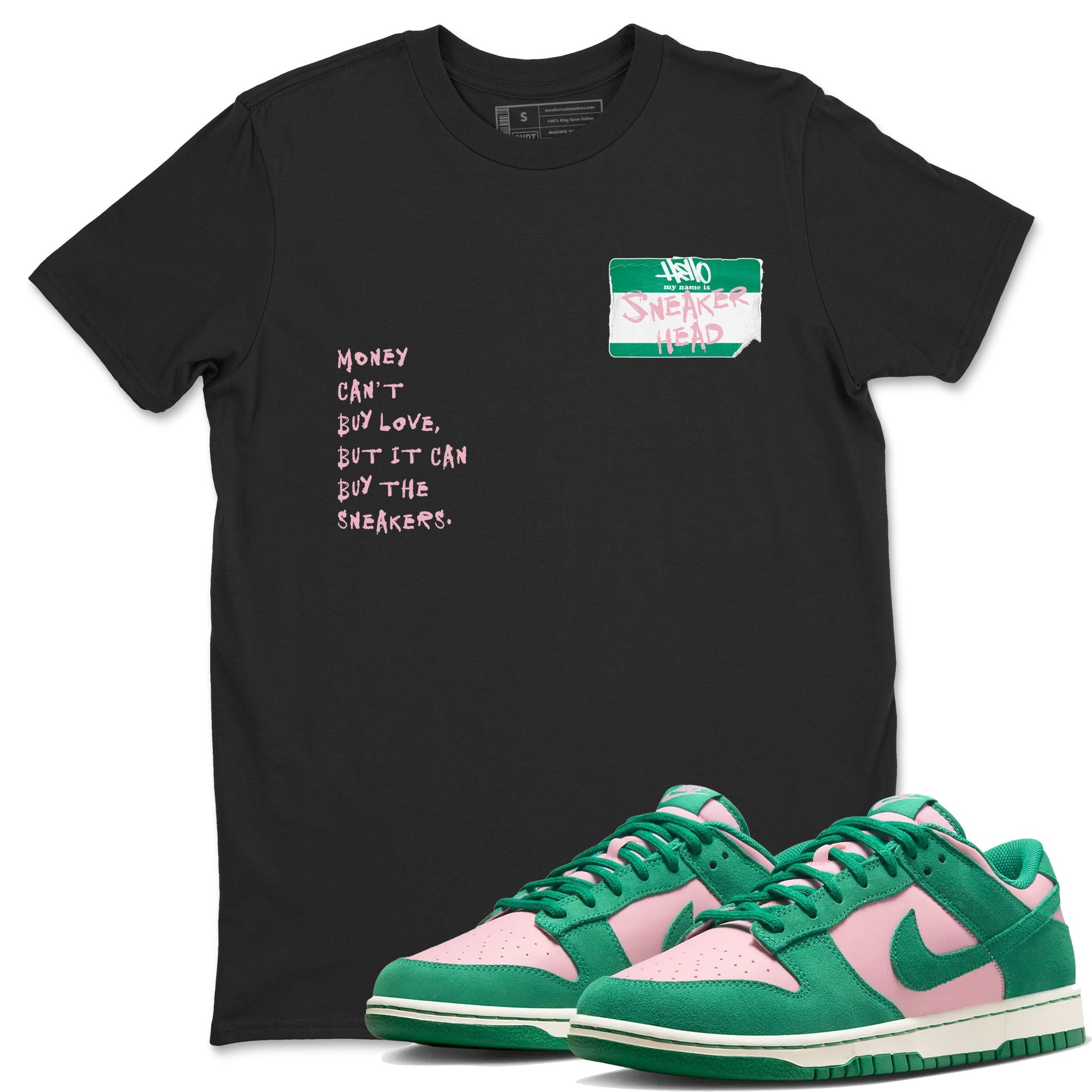 Dunk Medium Soft Pink Malachite shirt to match jordans Sneakerhead Badge sneaker tees Dunk Medium Soft Pink Malachite Drip Gear Zone unisex cotton Black 1 crew neck shirt