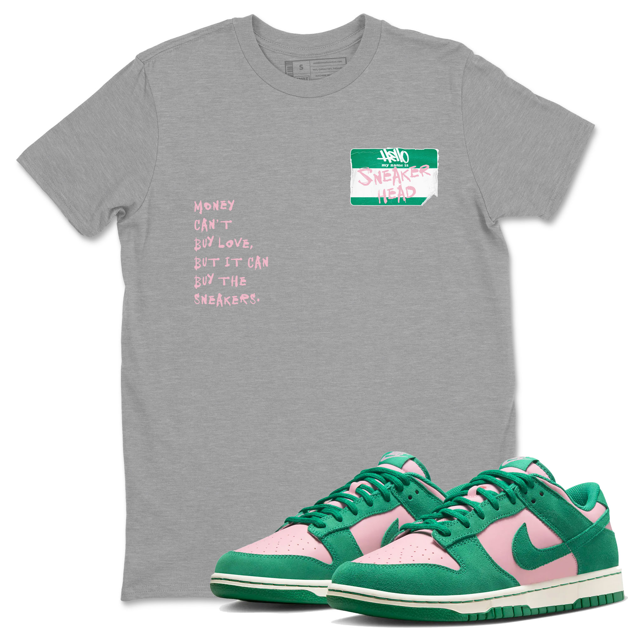Dunk Medium Soft Pink Malachite shirt to match jordans Sneakerhead Badge sneaker tees Dunk Medium Soft Pink Malachite Drip Gear Zone unisex cotton Heather Grey 1 crew neck shirt