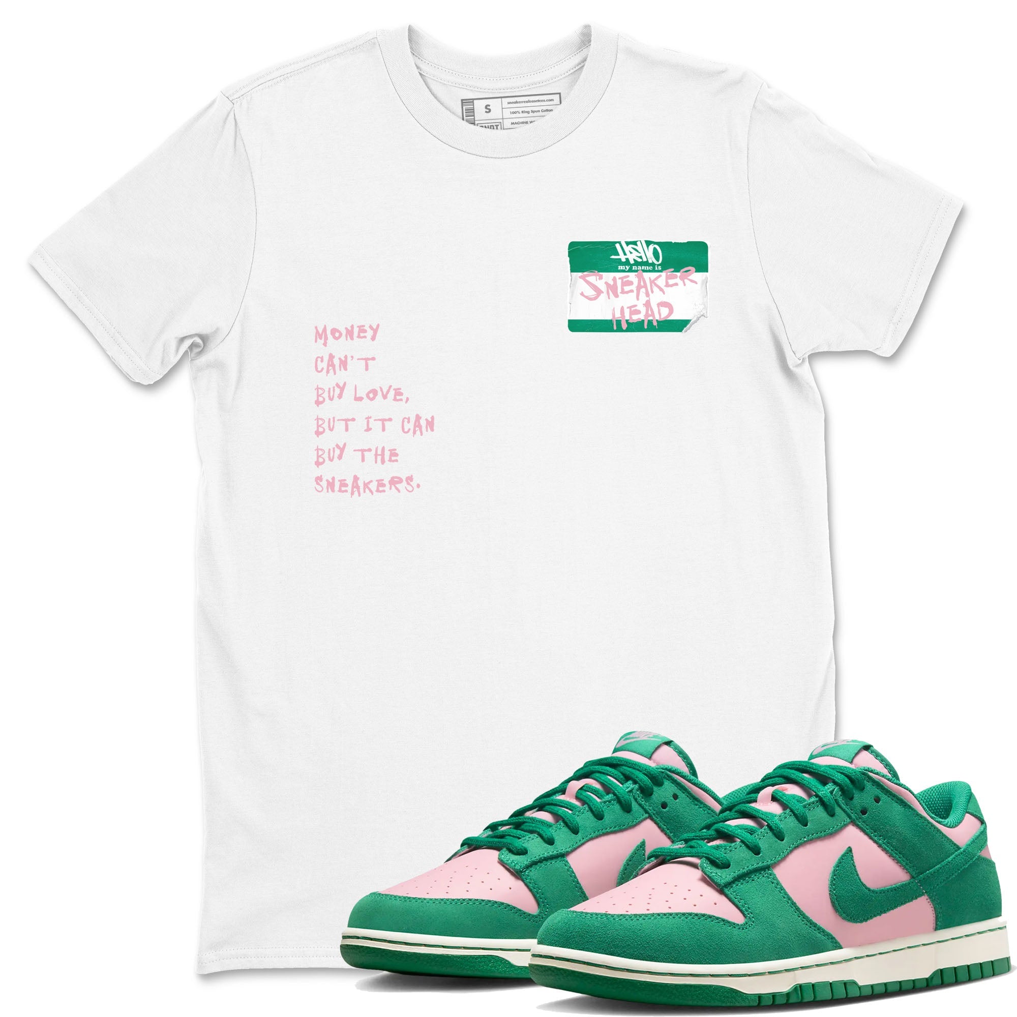 Dunk Medium Soft Pink Malachite shirt to match jordans Sneakerhead Badge sneaker tees Dunk Medium Soft Pink Malachite Drip Gear Zone unisex cotton White 1 crew neck shirt