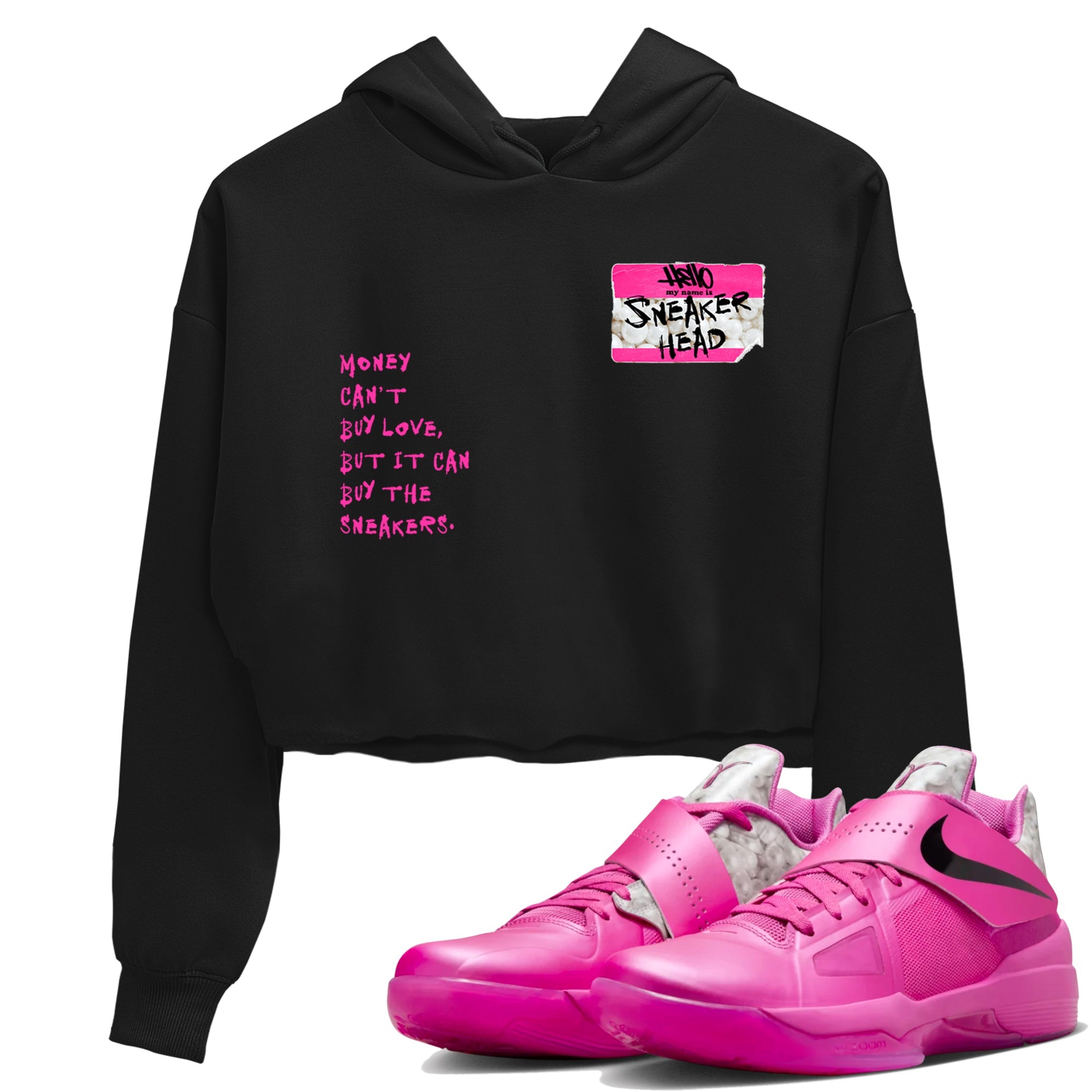 Nike KD 4 Retro Aunt Pearl shirts to match jordans Sneakerhead Badge sneaker match tees Nike KD 4 Aunt Pearl match shoes to clothes Drip Gear Zone unisex cotton Black 1 crop tee