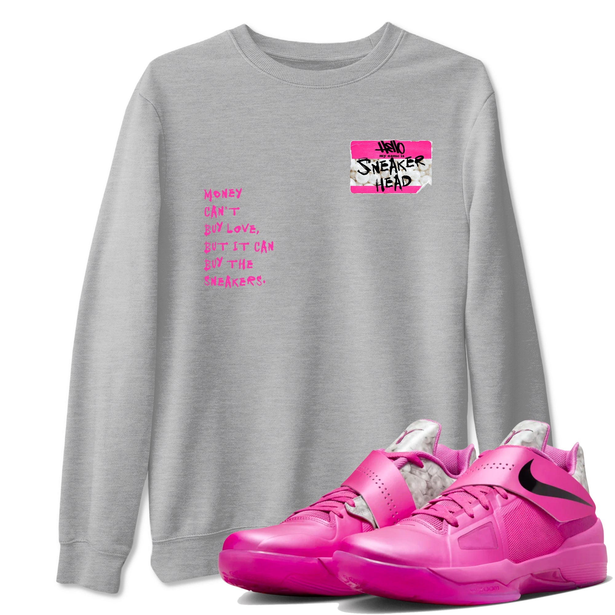 Nike KD 4 Retro Aunt Pearl shirts to match jordans Sneakerhead Badge sneaker match tees Nike KD 4 Aunt Pearl match shoes to clothes Drip Gear Zone unisex cotton Heather Grey 1 shirts