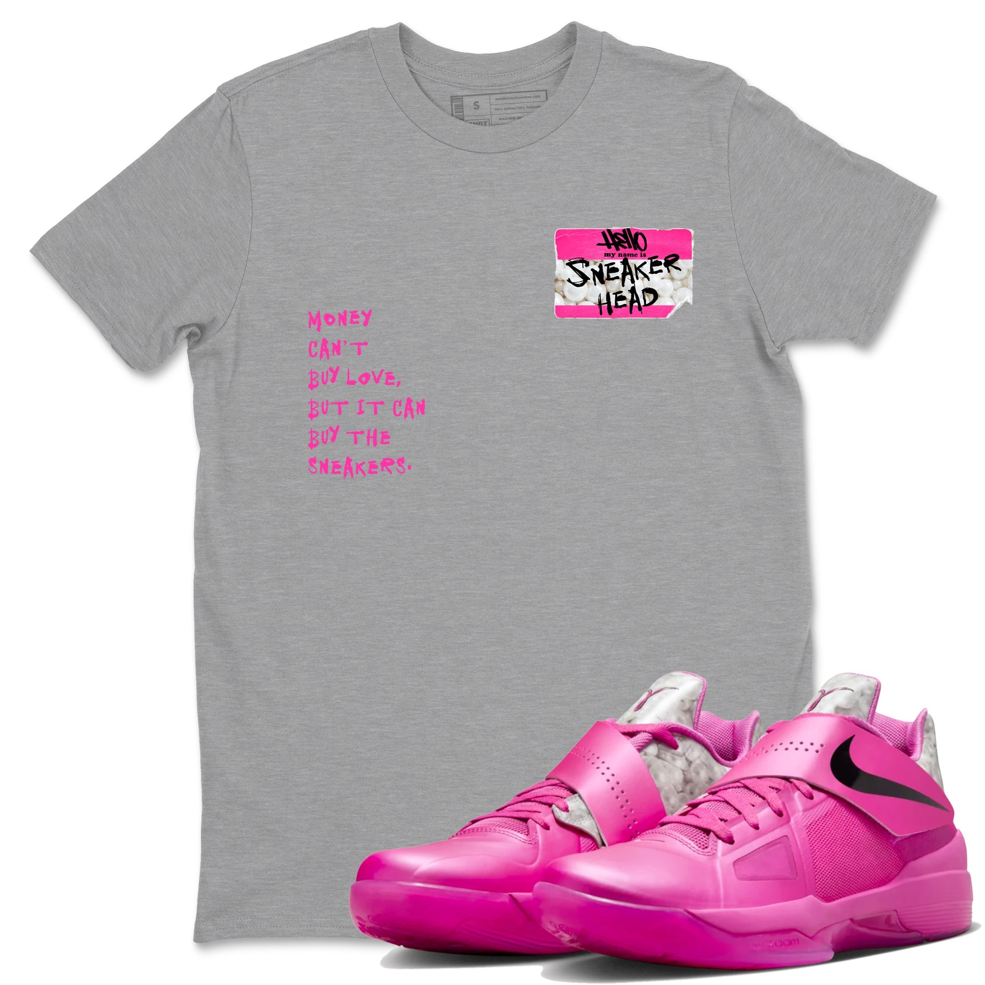 Nike KD 4 Retro Aunt Pearl shirts to match jordans Sneakerhead Badge sneaker match tees Nike KD 4 Aunt Pearl match shoes to clothes Drip Gear Zone unisex cotton Heather Grey 1 shirts