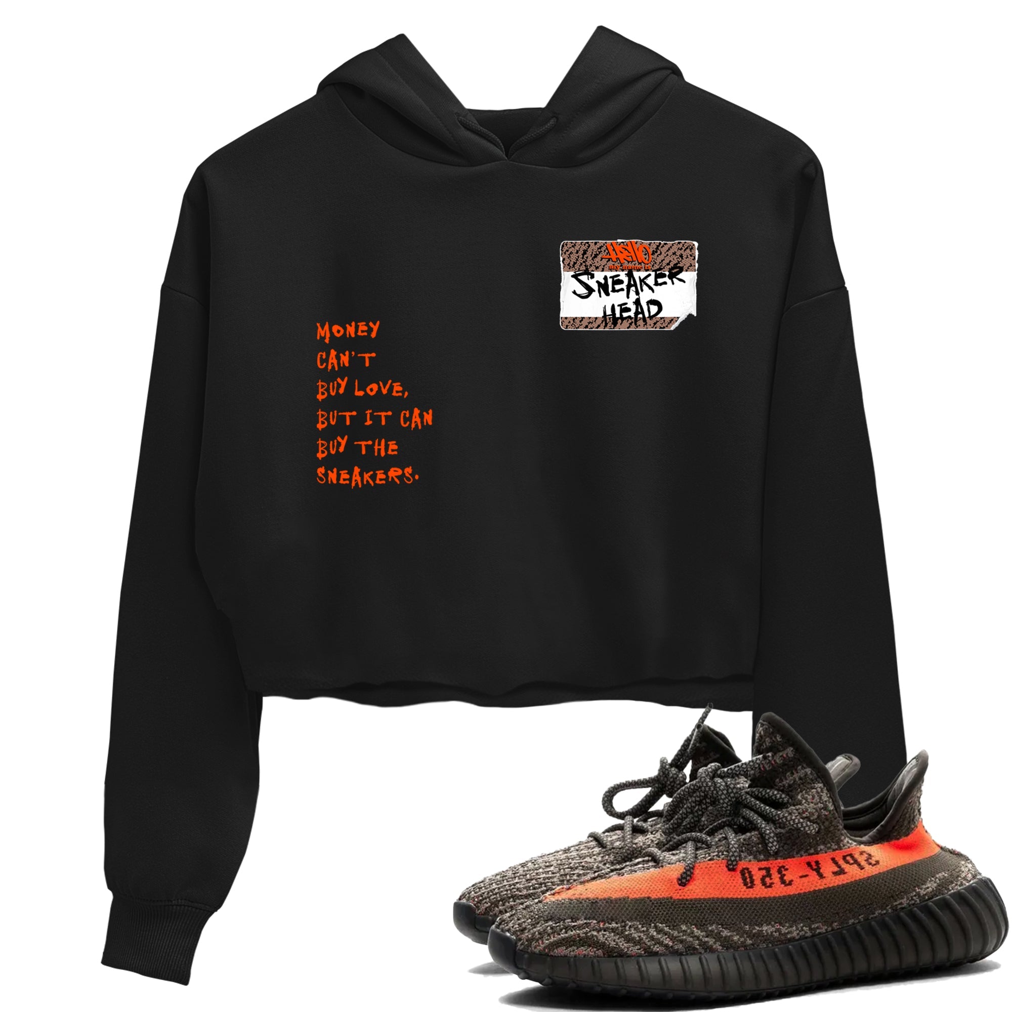 Yeezy 350 Carbon Beluga shirts to match jordans Sneakerhead Badge sneaker match tees Yeezy 350 Carbon Beluga match shoes to clothes Drip Gear Zone unisex cotton Black 1 crop tee