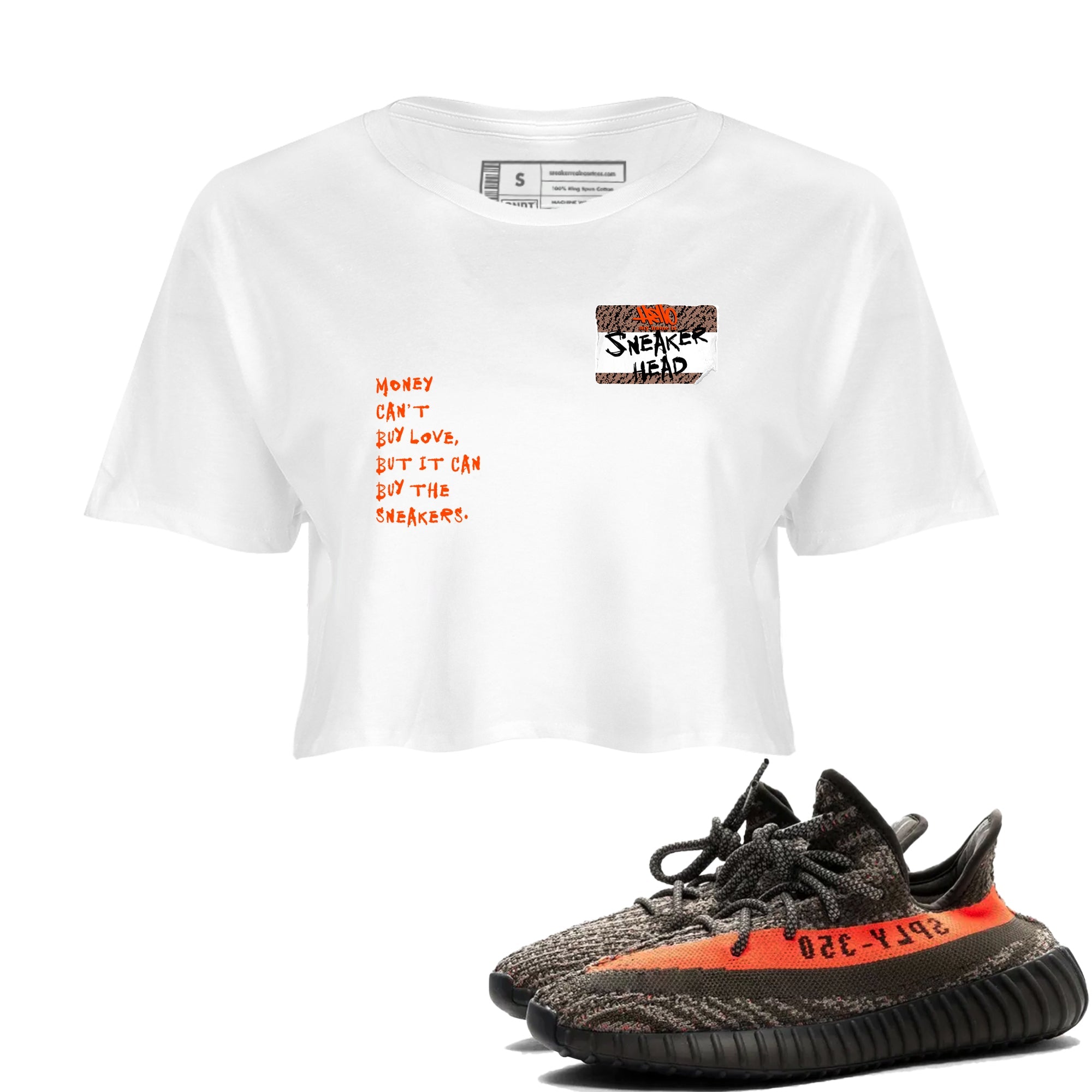 Yeezy 350 Carbon Beluga shirts to match jordans Sneakerhead Badge sneaker match tees Yeezy 350 Carbon Beluga match shoes to clothes Drip Gear Zone unisex cotton White 1 crop tee