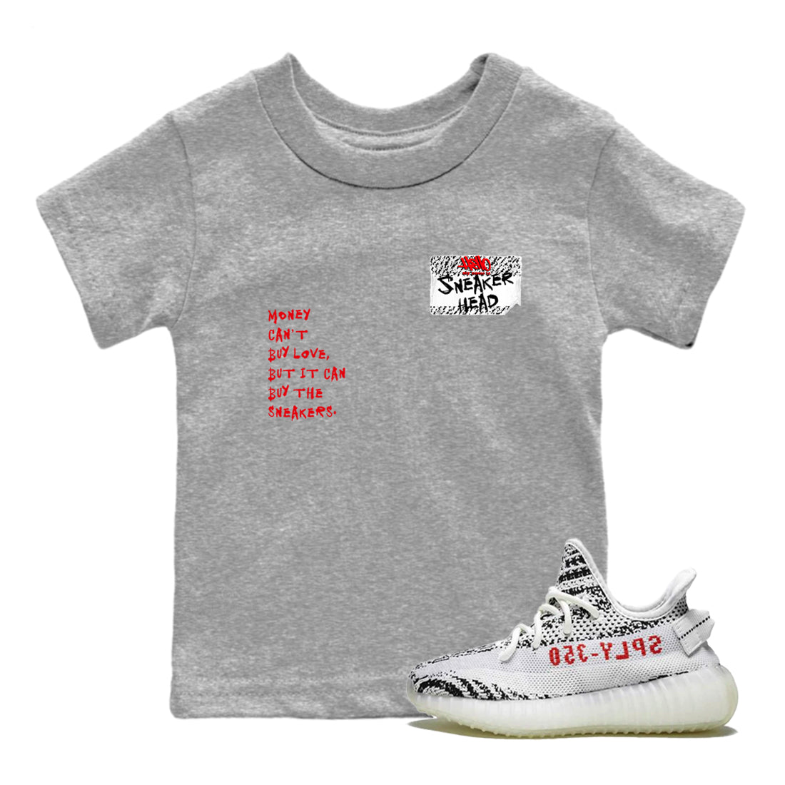Yeezy 350 Zebra shirts to match jordans Sneakerhead Badge sneaker match tees Yeezy 350 Zebra match shoes to clothes Drip Gear Zone Youth Baby Heather Grey 1 tee