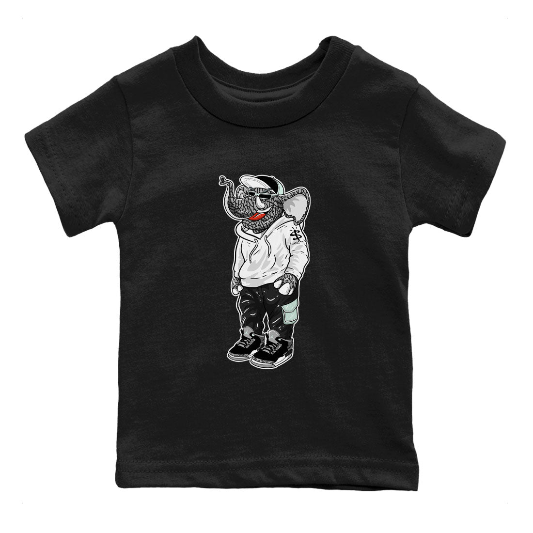 Air Jordan 3 Green Glow shirt to match jordans Sneakerhead Elephant sneaker tees Air Jordan 3 Green Glow Drip Gear Zone baby toddler Black 2 cotton Shirt