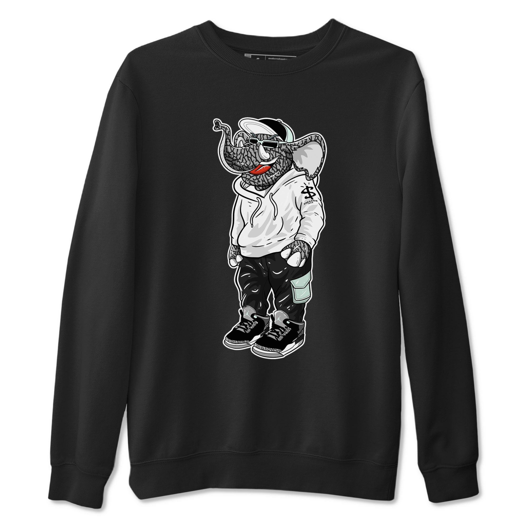 Air Jordan 3 Green Glow shirt to match jordans Sneakerhead Elephant sneaker tees Air Jordan 3 Green Glow Drip Gear Zone unisex cotton Black 2 crew neck shirt