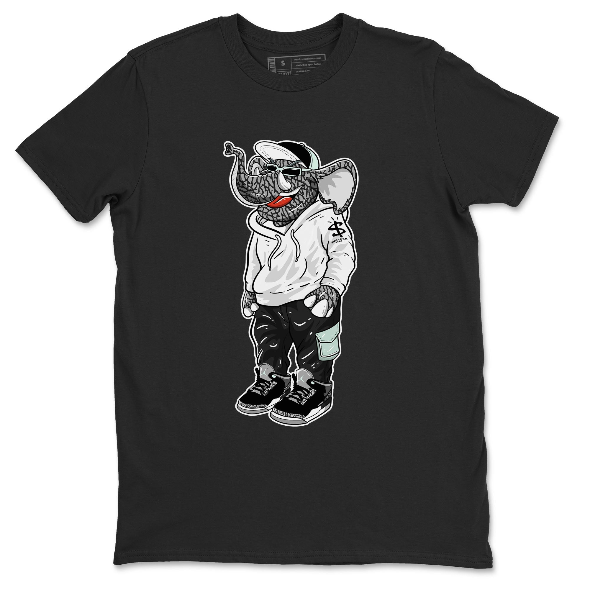 Air Jordan 3 Green Glow shirt to match jordans Sneakerhead Elephant sneaker tees Air Jordan 3 Green Glow Drip Gear Zone unisex cotton Black 2 crew neck shirt