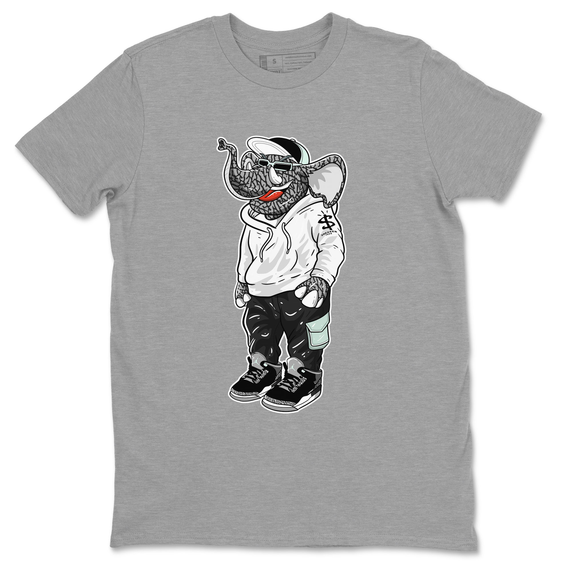 Air Jordan 3 Green Glow shirt to match jordans Sneakerhead Elephant sneaker tees Air Jordan 3 Green Glow Drip Gear Zone unisex cotton Heather Grey 2 crew neck shirt