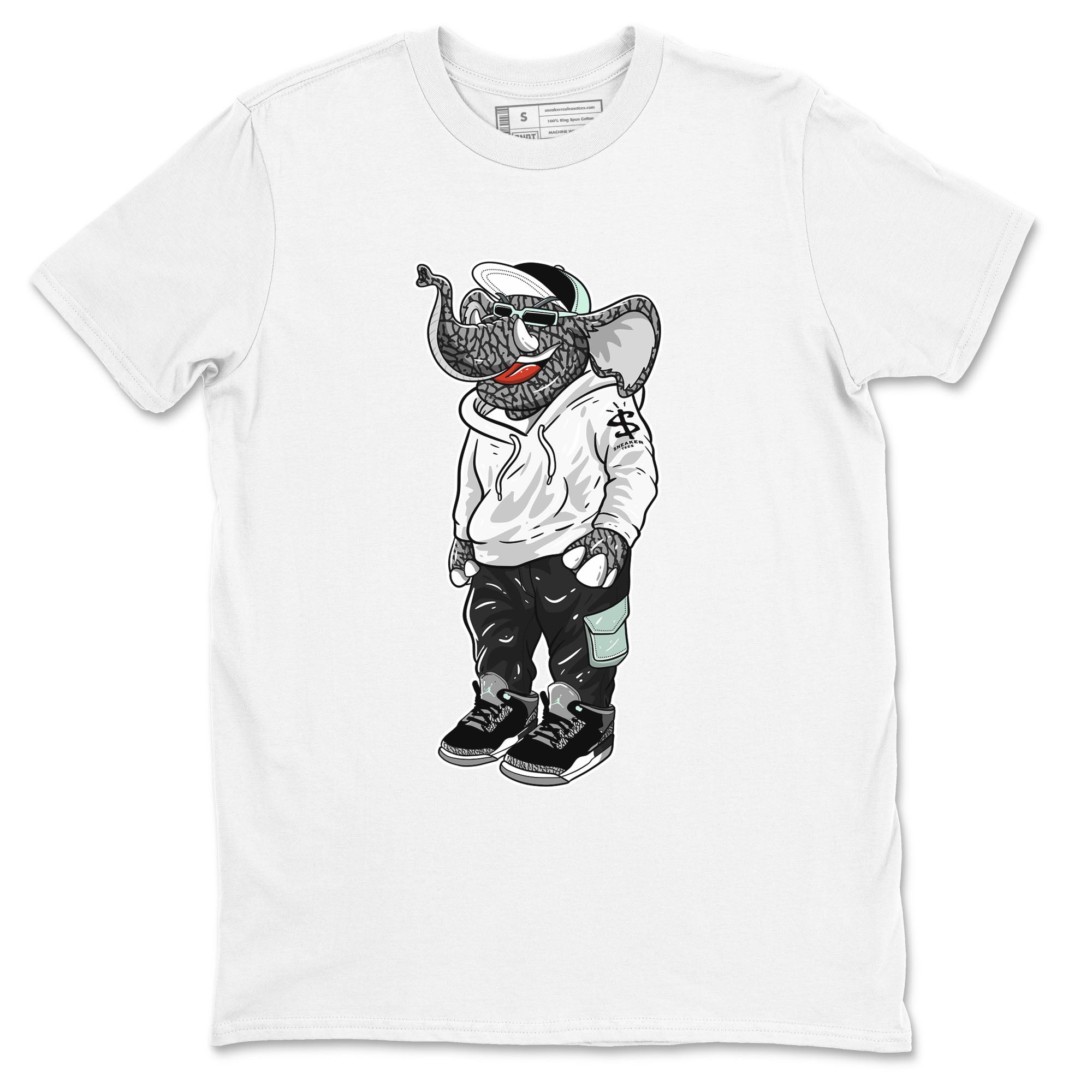 Air Jordan 3 Green Glow shirt to match jordans Sneakerhead Elephant sneaker tees Air Jordan 3 Green Glow Drip Gear Zone unisex cotton White 2 crew neck shirt