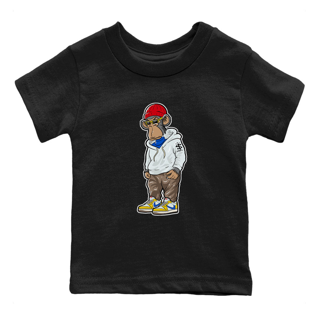 Air Jordan 1 Low x Travis Scott x Canary shirt to match jordans Sneakerhead Monkey sneaker tees Air Jordan 1 Travis Scott Canary Streetwear Brand Drip Gear Zone baby toddler Black 2 cotton Shirt