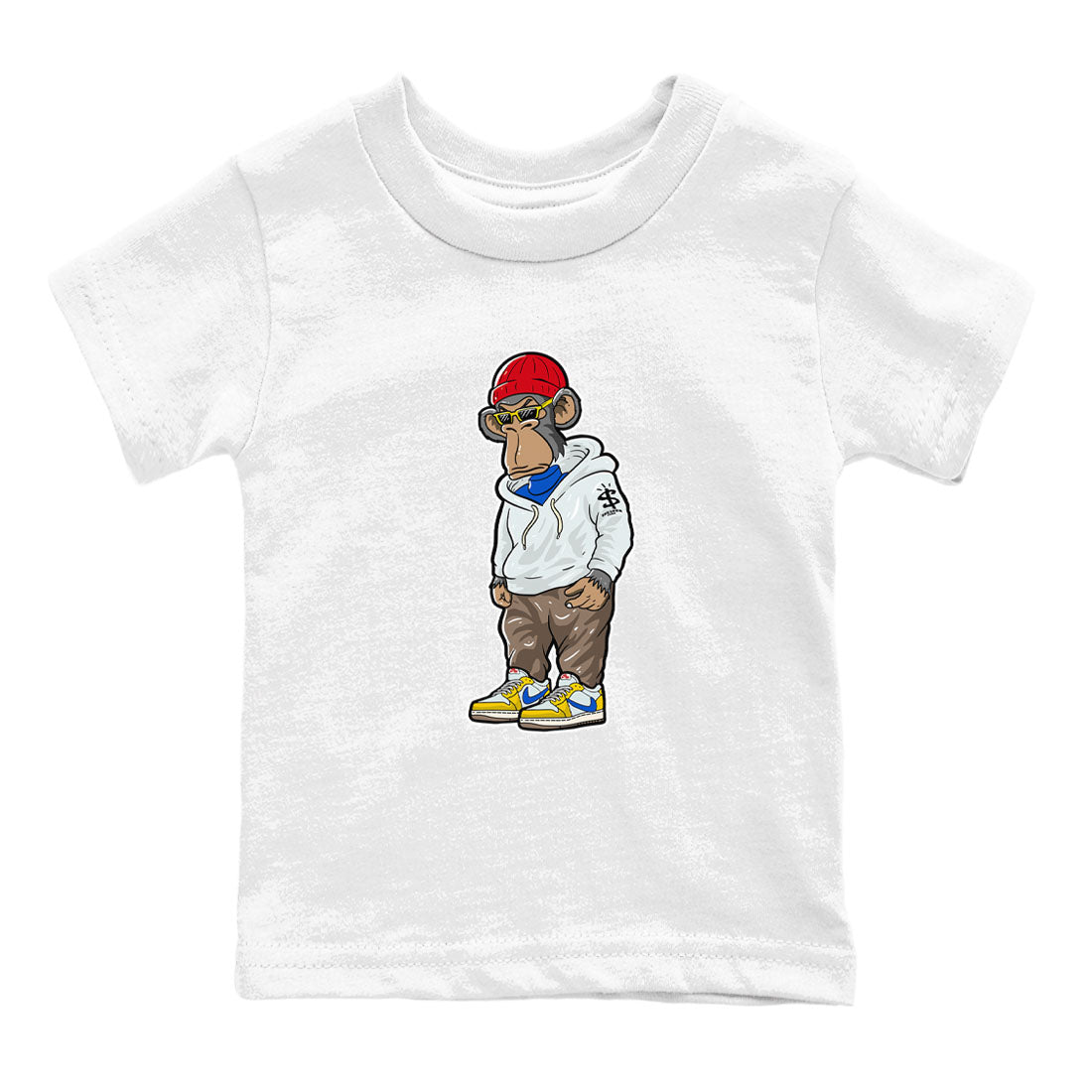 Air Jordan 1 Low x Travis Scott x Canary shirt to match jordans Sneakerhead Monkey sneaker tees Air Jordan 1 Travis Scott Canary Streetwear Brand Drip Gear Zone baby toddler White 2 cotton Shirt