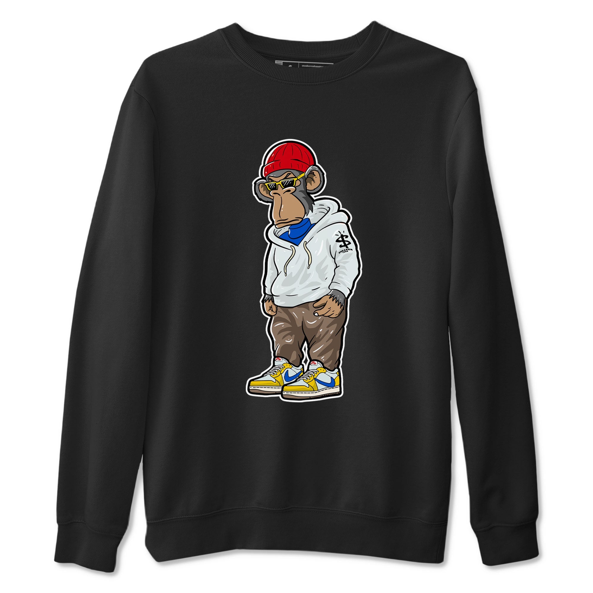 Air Jordan 1 Low x Travis Scott x Canary shirt to match jordans Sneakerhead Monkey sneaker tees AJ1 Travis Scott Canary Streetwear Brand Drip Gear Zone unisex cotton Black 2 crew neck shirt