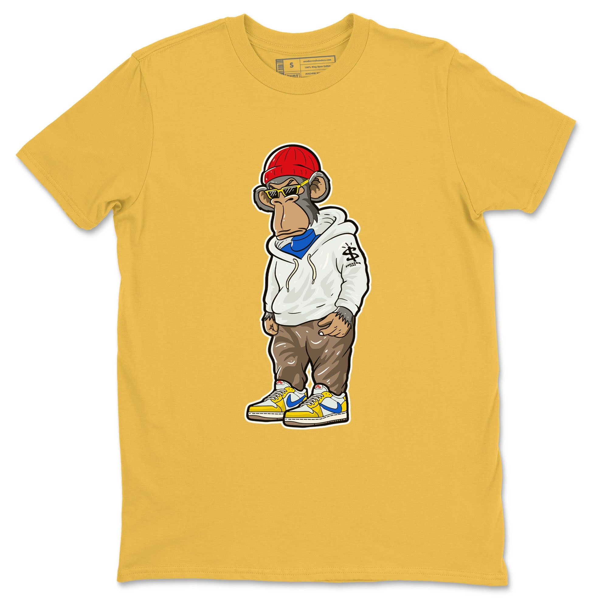 Air Jordan 1 Low x Travis Scott x Canary shirt to match jordans Sneakerhead Monkey sneaker tees AJ1 Travis Scott Canary Streetwear Brand Drip Gear Zone unisex cotton Daisy 2 crew neck shirt