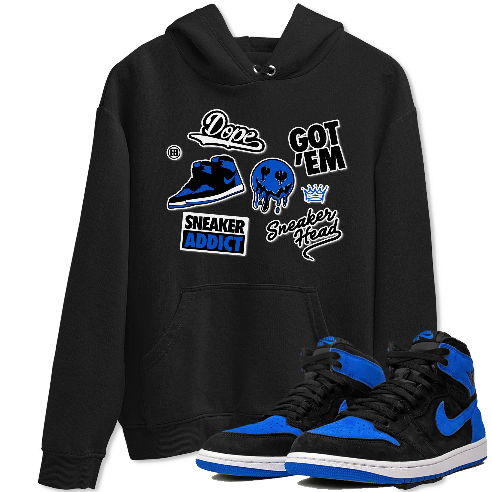 Jordan 1 Retro High OG Royal Reimagined shirt to match jordans Sneakerhead Sticker sneaker matching tees Air Jordan 1 Royal Reimagined Drip Gear Zone Unisex Black 1 T-Shirt