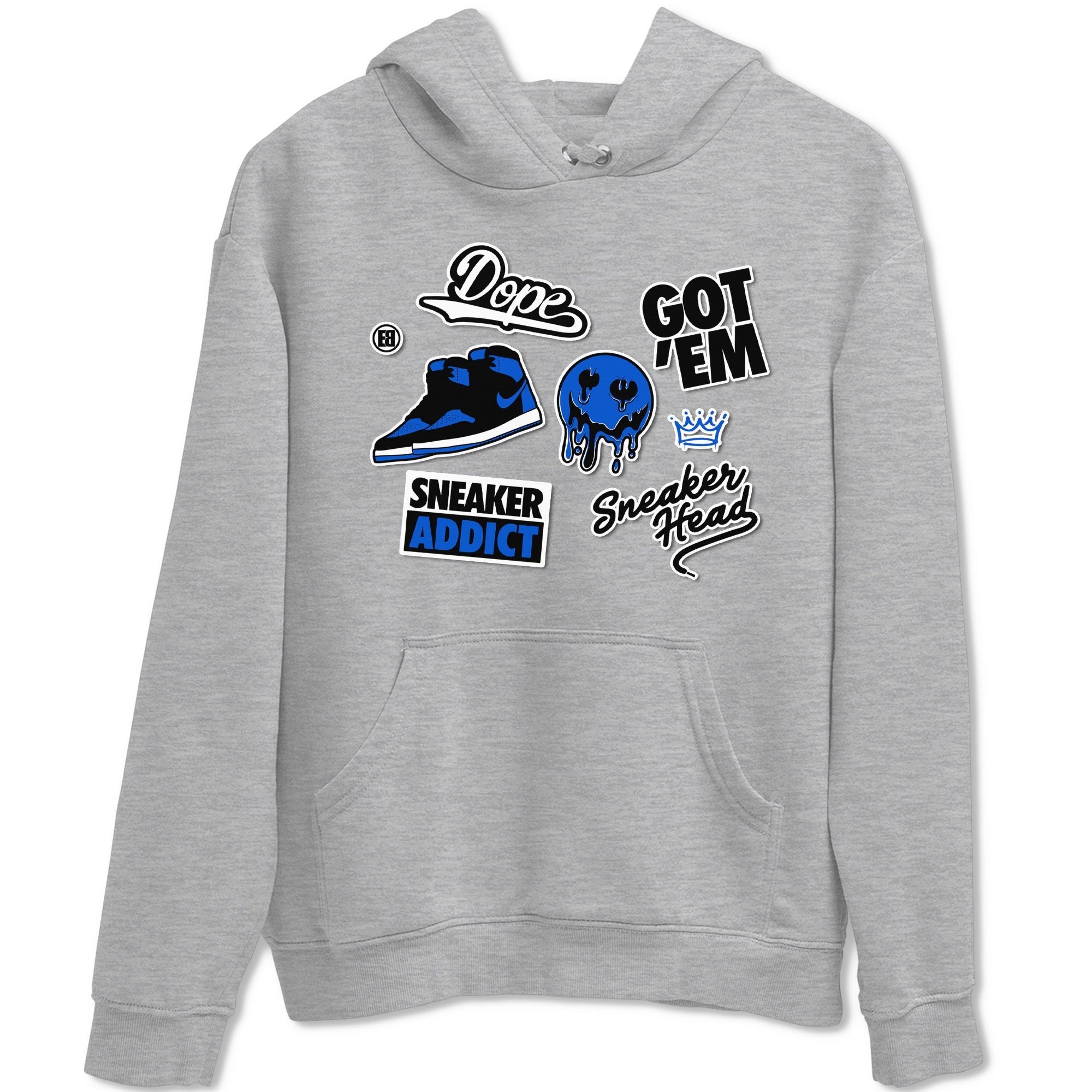 Jordan 1 Retro High OG Royal Reimagined shirt to match jordans Sneakerhead Sticker sneaker matching tees Air Jordan 1 Royal Reimagined Drip Gear Zone Unisex Heather Grey 2 T-Shirt