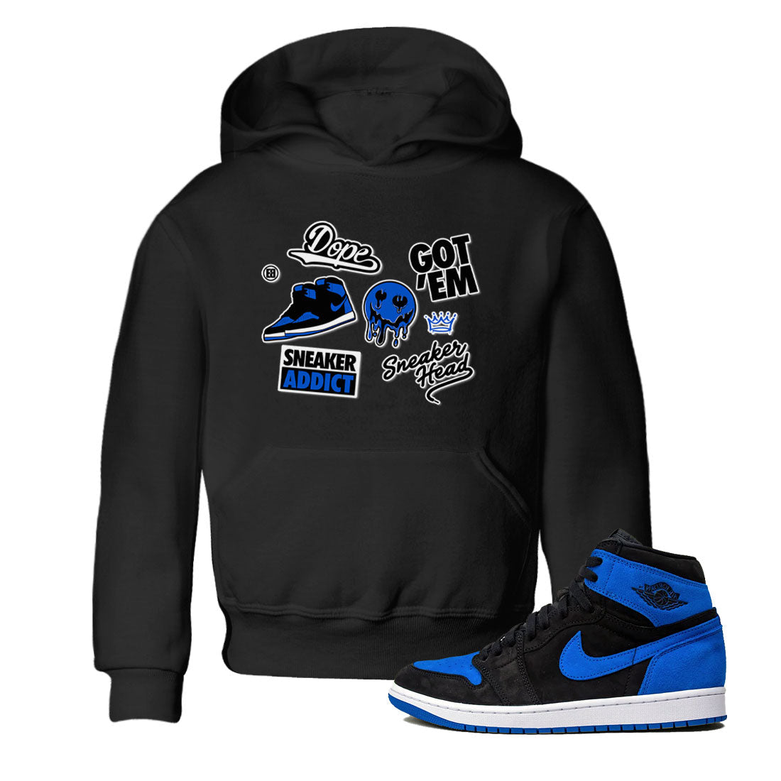 Jordan 1 Retro High OG Royal Reimagined shirt to match jordans Sneakerhead Sticker sneaker matching tees Air Jordan 1 Royal Reimagined Drip Gear Zone Baby Toddler Black 1 T-Shirt