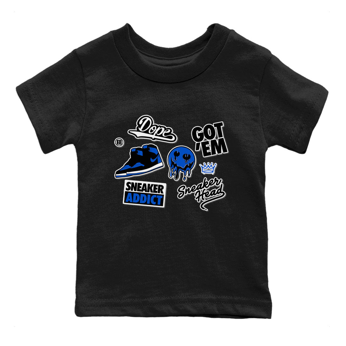 Jordan 1 Retro High OG Royal Reimagined shirt to match jordans Sneakerhead Sticker sneaker matching tees Air Jordan 1 Royal Reimagined Drip Gear Zone Baby Toddler Black 2 T-Shirt