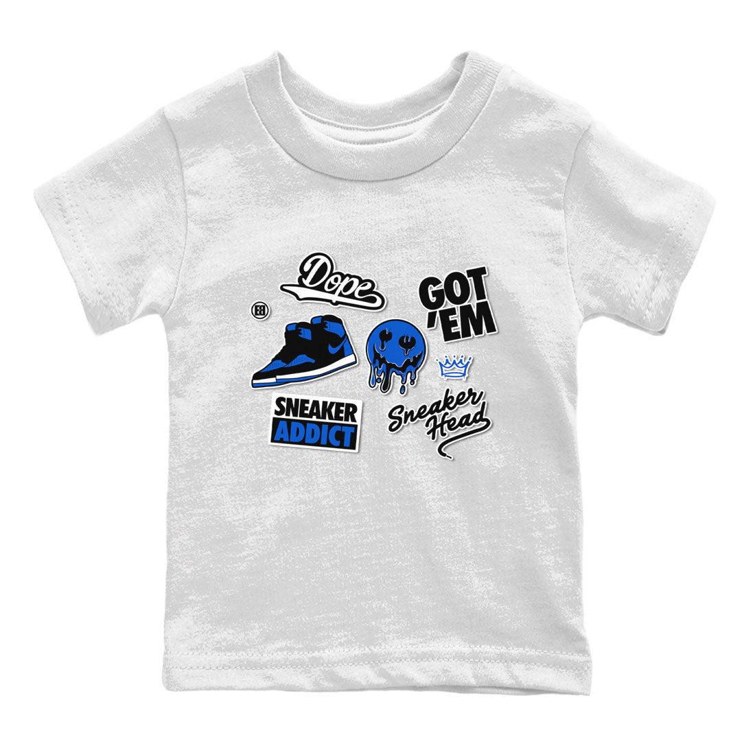 Jordan 1 Retro High OG Royal Reimagined shirt to match jordans Sneakerhead Sticker sneaker matching tees Air Jordan 1 Royal Reimagined Drip Gear Zone Baby Toddler White 2 T-Shirt