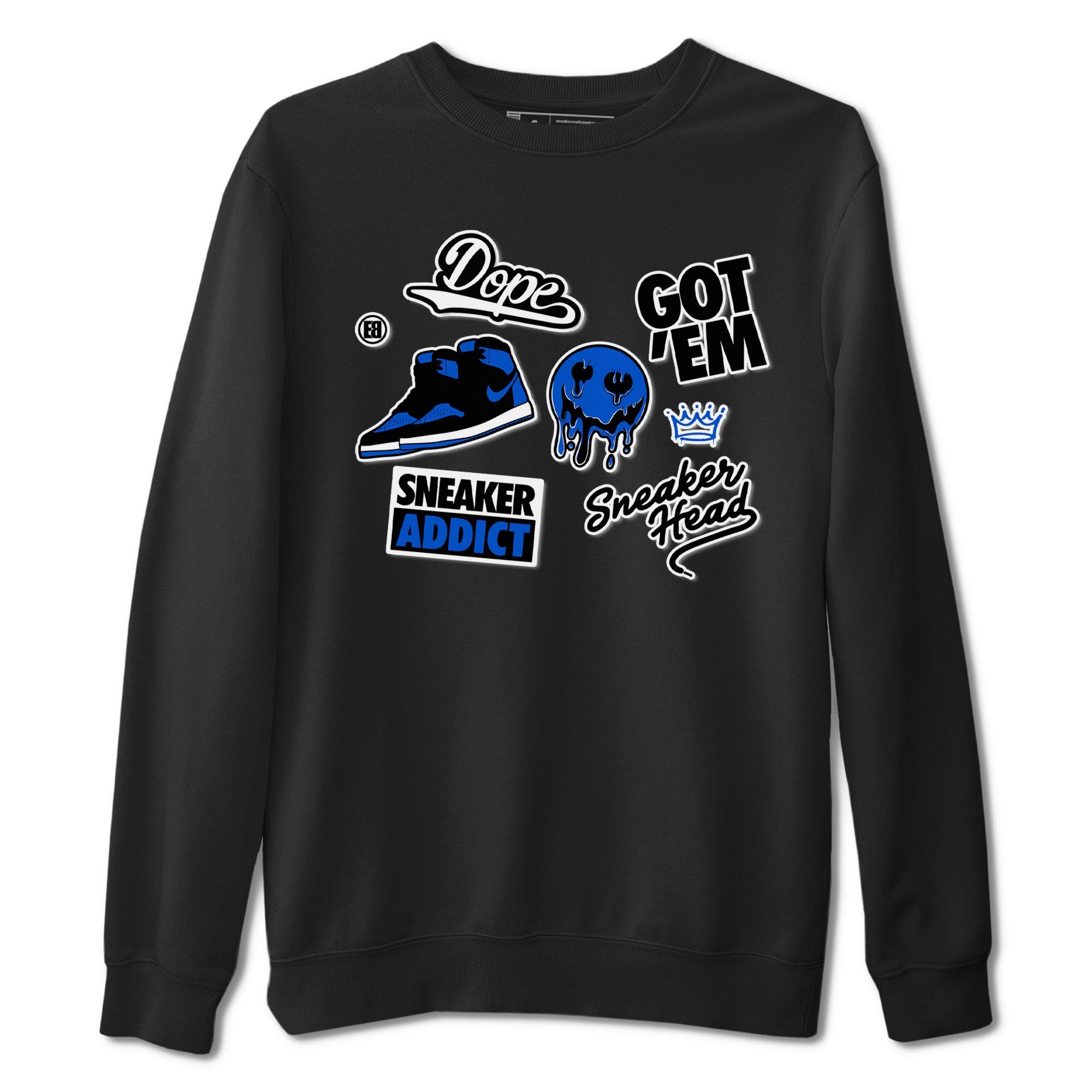 Jordan 1 Retro High OG Royal Reimagined shirt to match jordans Sneakerhead Sticker sneaker matching tees Air Jordan 1 Royal Reimagined Drip Gear Zone Unisex Black 2 T-Shirt