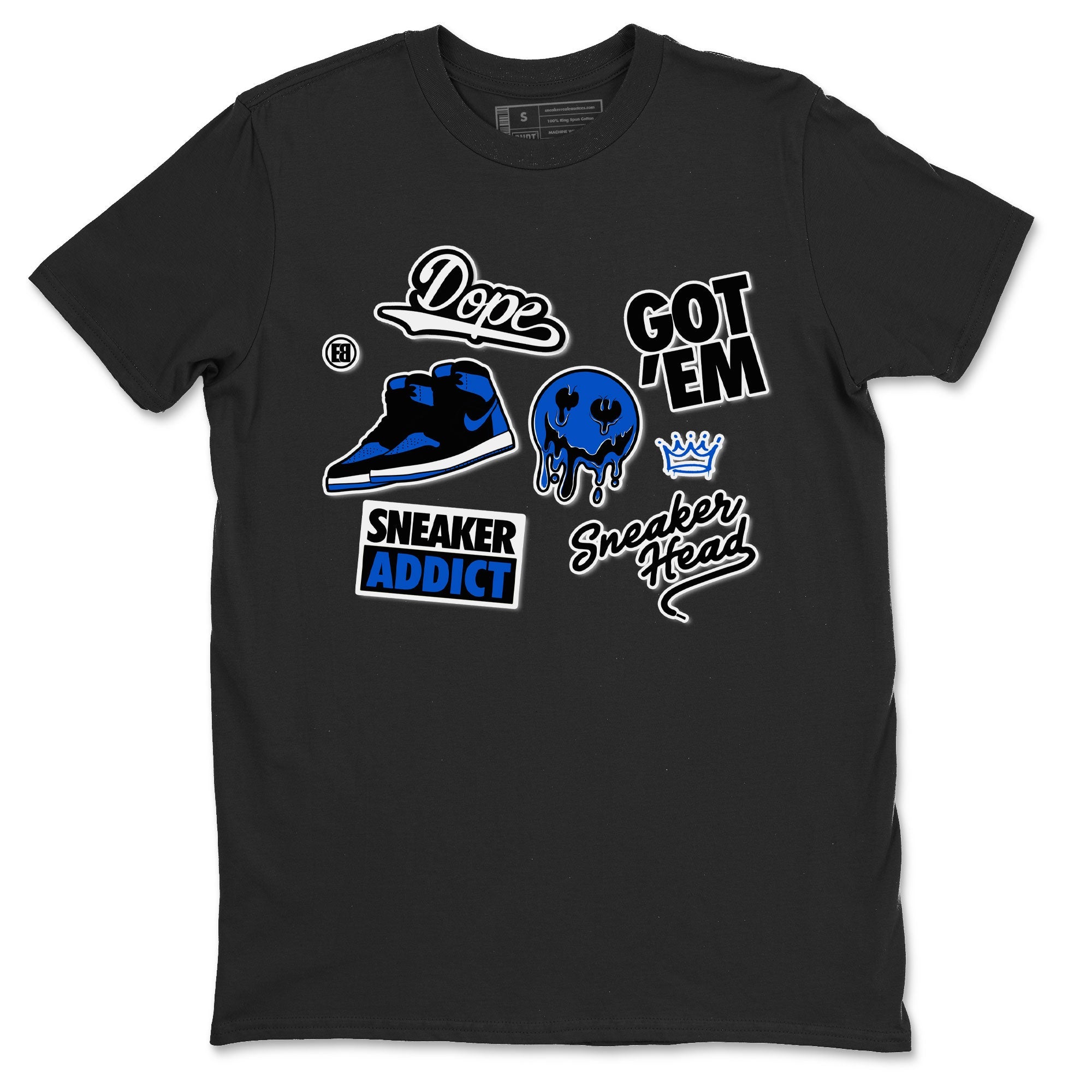 Jordan 1 Retro High OG Royal Reimagined shirt to match jordans Sneakerhead Sticker sneaker matching tees Air Jordan 1 Royal Reimagined Drip Gear Zone Unisex Black 2 T-Shirt