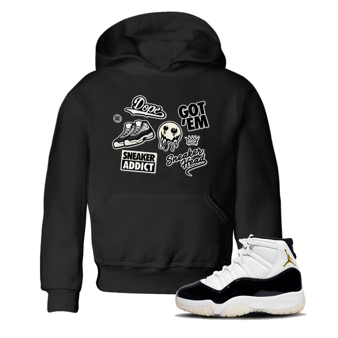 Jordan Rero 11 Gratitude shirt to match jordans Sneakerhead Sticker sneaker matching tees Air Jordan 11 Gratitude Drip Gear Zone Baby Toddler Black 1 T-Shirt