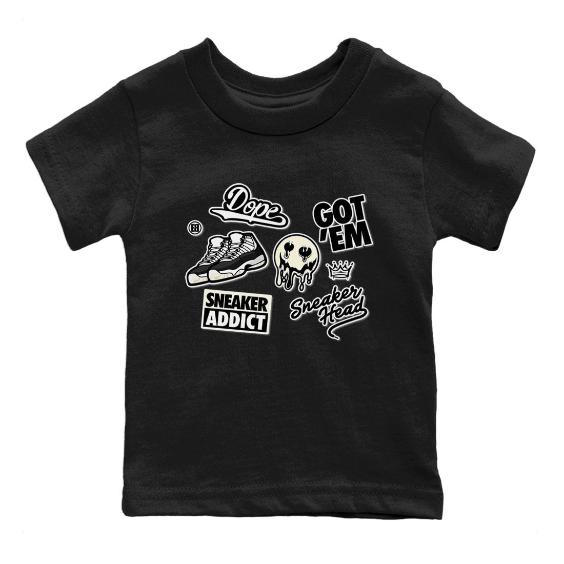 Jordan Rero 11 Gratitude shirt to match jordans Sneakerhead Sticker sneaker matching tees Air Jordan 11 Gratitude Drip Gear Zone Baby Toddler Black 1 T-Shirt