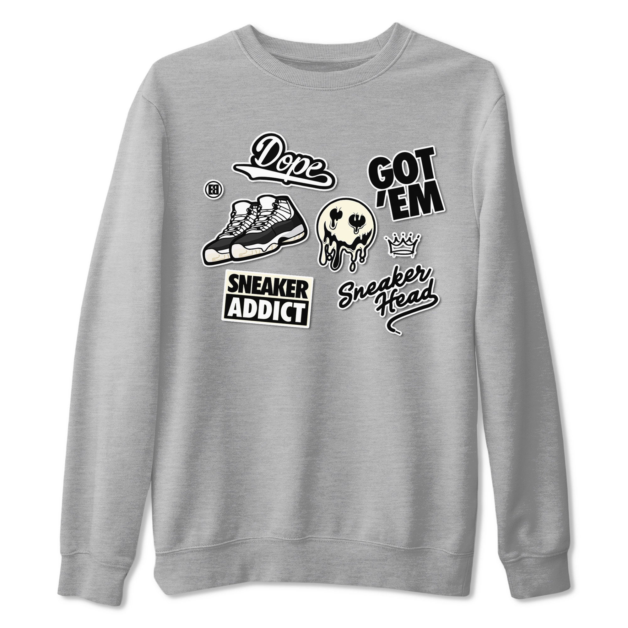 Jordan Rero 11 Gratitude shirt to match jordans Sneakerhead Sticker sneaker matching tees Air Jordan 11 Gratitude Drip Gear Zone Unisex Heather Grey 2 T-Shirt