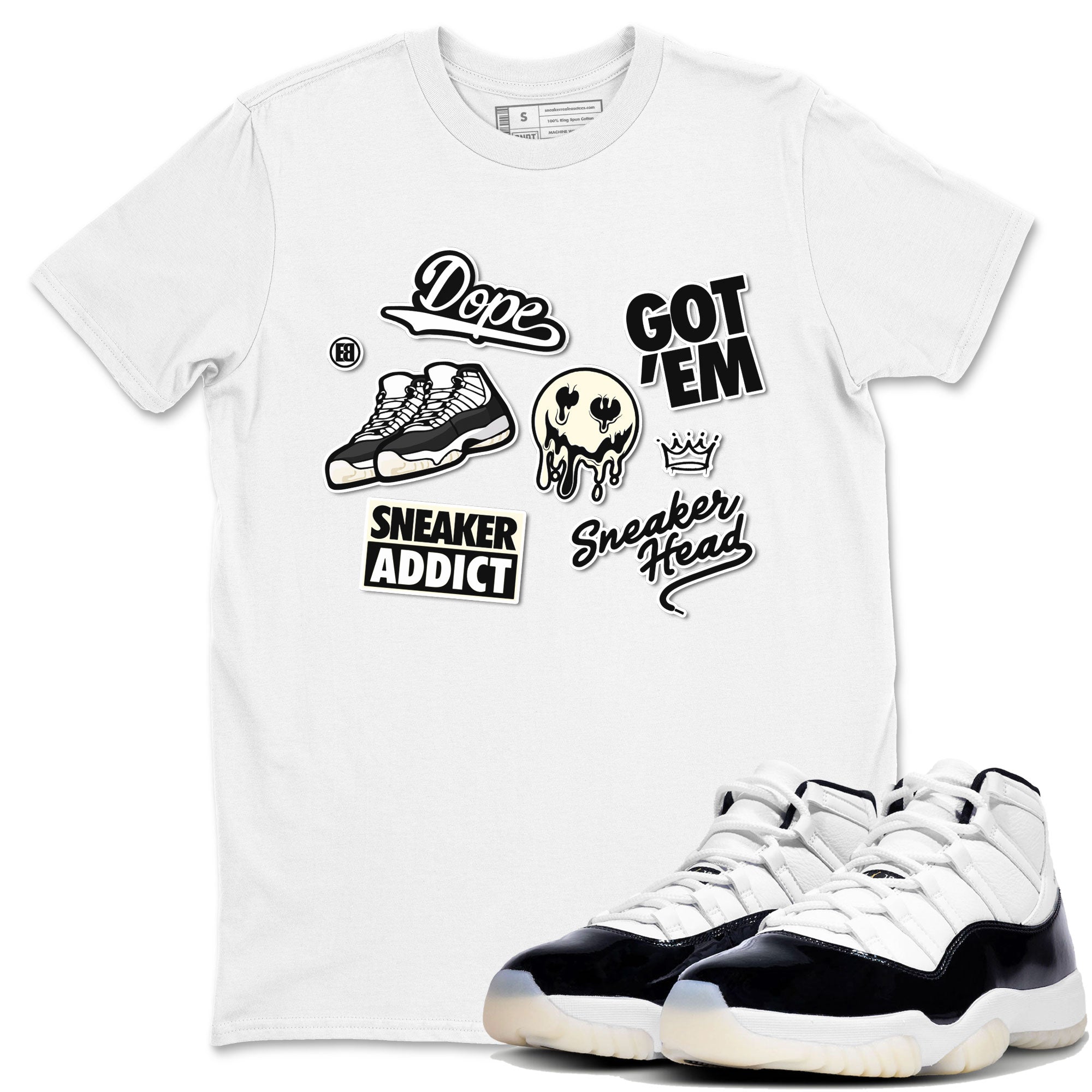 Jordan Rero 11 Gratitude shirt to match jordans Sneakerhead Sticker sneaker matching tees Air Jordan 11 Gratitude Drip Gear Zone Unisex White 1 T-Shirt