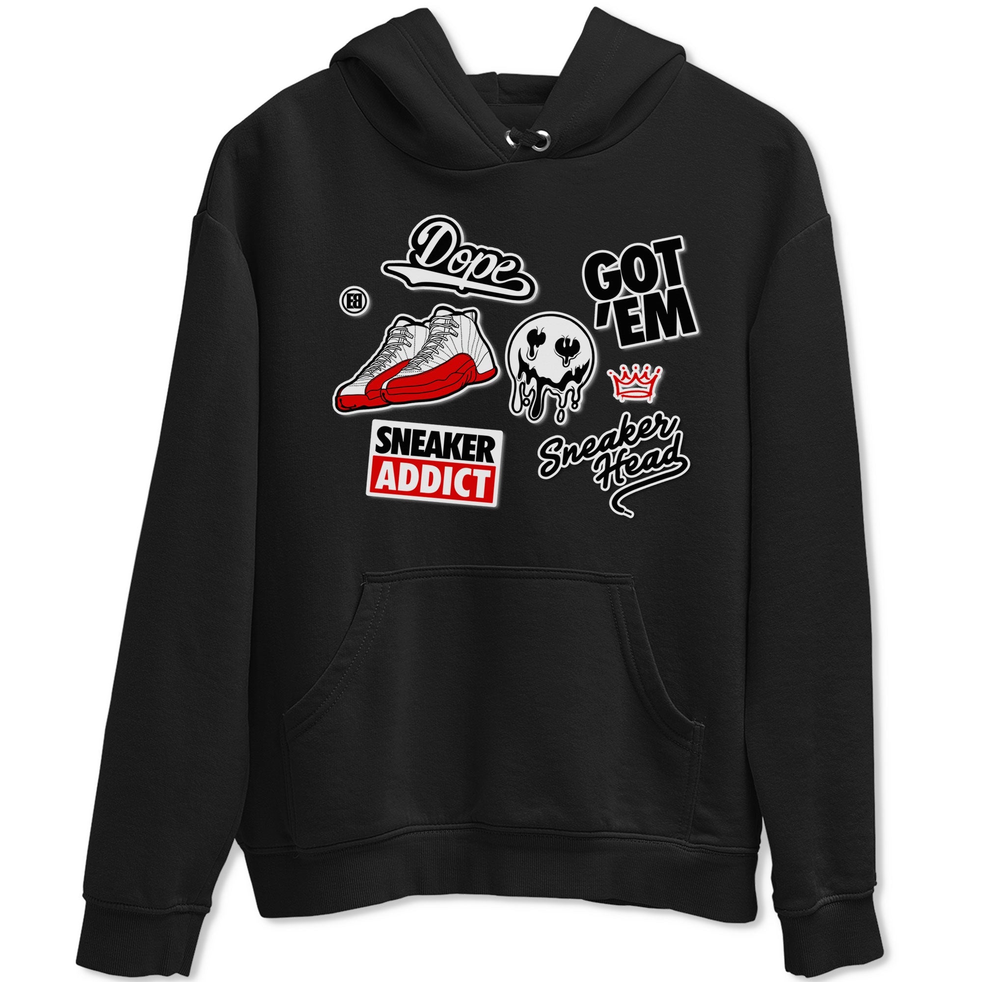 Air Jordan 12 Cherry shirt to match jordans Sneakerhead Sticker sneaker matching tees 12s Cherry Drip Gear Zone Unisex Black 2 T-Shirt