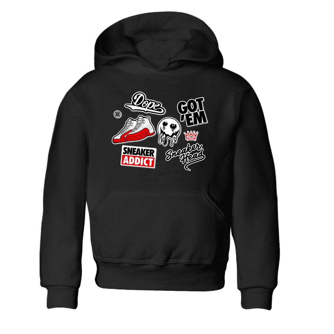 Air Jordan 12 Cherry shirt to match jordans Sneakerhead Sticker sneaker matching tees 12s Cherry Drip Gear Zone Baby Toddler Black 2 T-Shirt