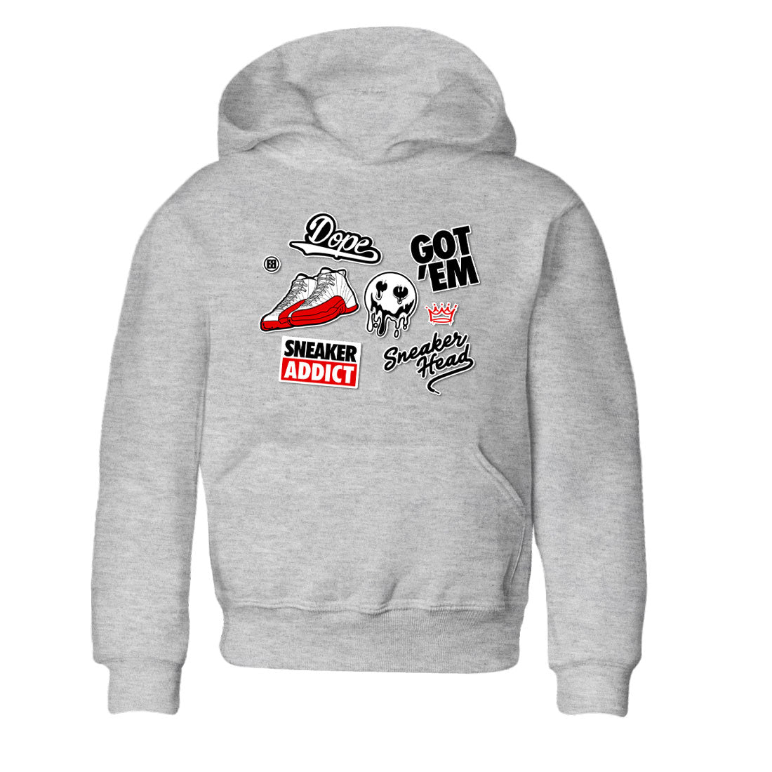 Air Jordan 12 Cherry shirt to match jordans Sneakerhead Sticker sneaker matching tees 12s Cherry Drip Gear Zone Baby Toddler Heather Grey 2 T-Shirt