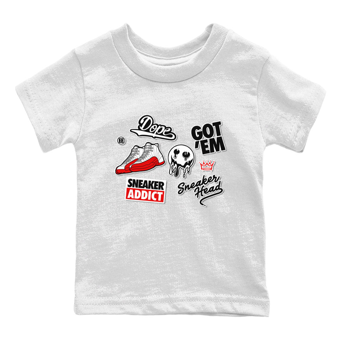 Air Jordan 12 Cherry shirt to match jordans Sneakerhead Sticker sneaker matching tees 12s Cherry Drip Gear Zone Baby Toddler White 2 T-Shirt
