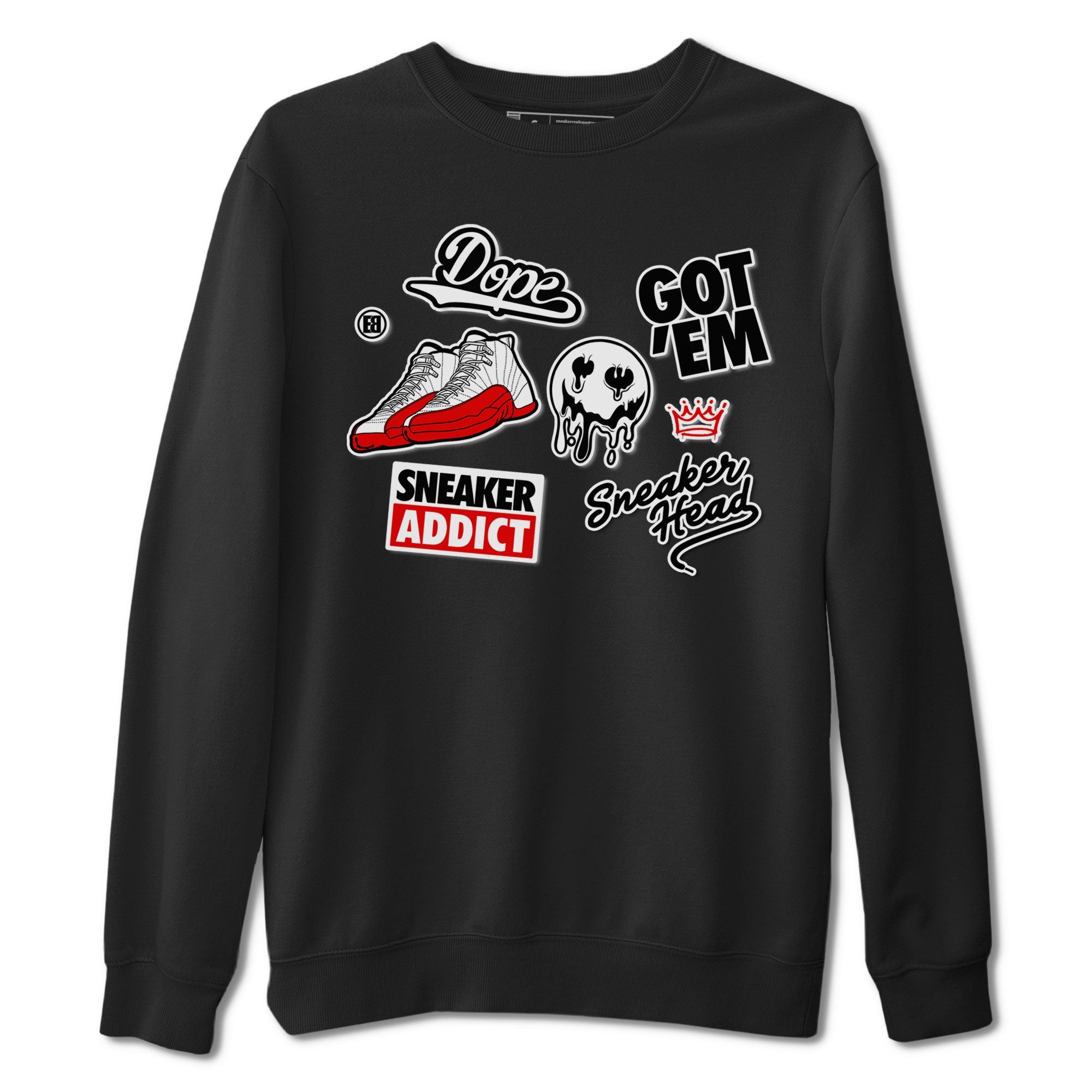 Air Jordan 12 Cherry shirt to match jordans Sneakerhead Sticker sneaker matching tees 12s Cherry Drip Gear Zone Unisex Black 2 T-Shirt