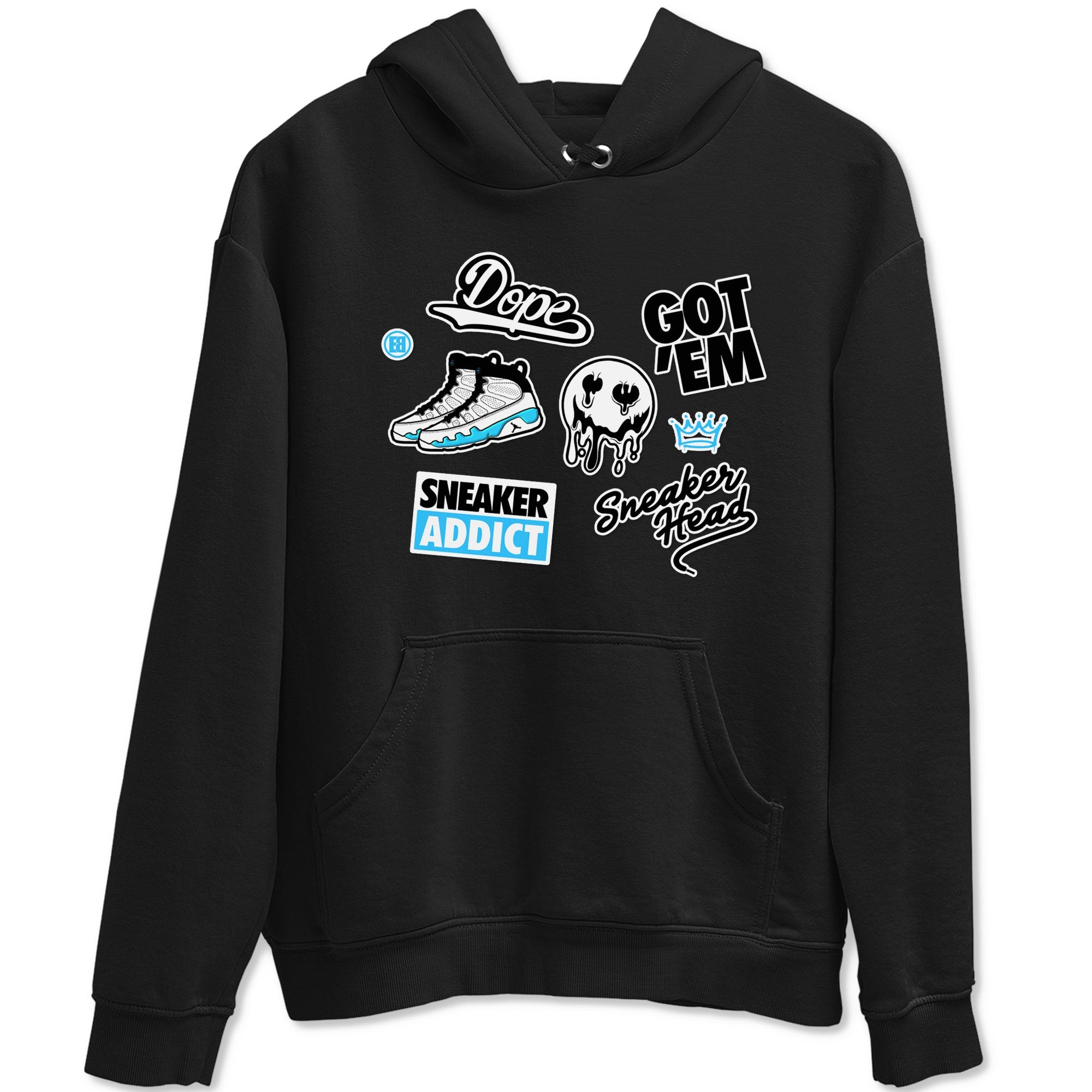 9s Powder Blue shirt to match jordans Sneakerhead Sticker sneaker tees Air Jordan 9 Powder Blue Drip Gear Zone unisex cotton Black 2 crew neck shirt