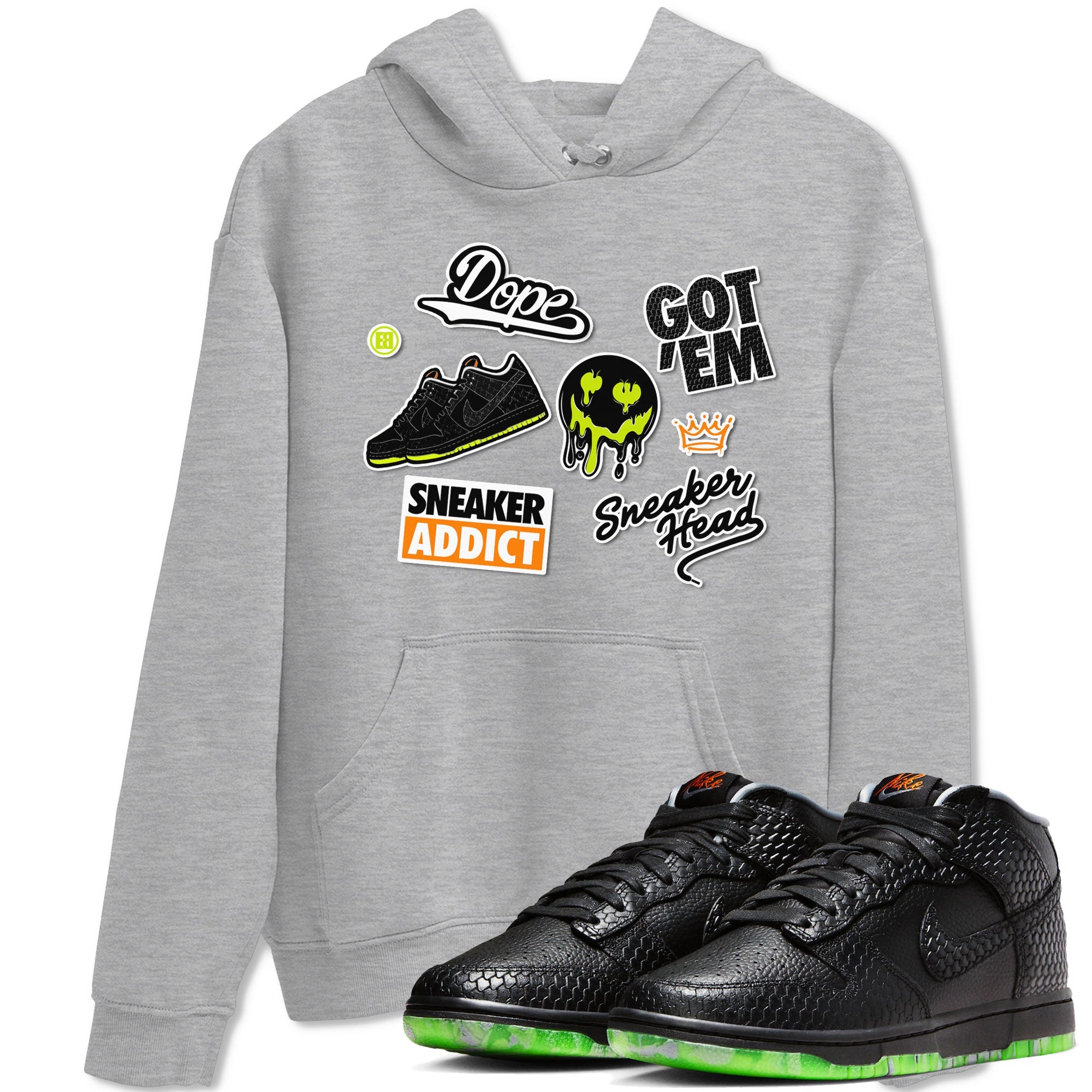 Dunk Halloween shirt to match jordans Sneakerhead Sticker sneaker tees Special Halloween Costume Dunk Mid Halloween Drip Gear Zone Unisex Heather Grey 1 T-Shirt
