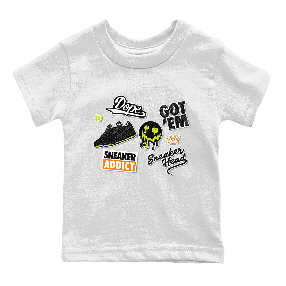 Dunk Halloween shirt to match jordans Sneakerhead Sticker sneaker tees Special Halloween Costume Dunk Mid Halloween Drip Gear Zone Baby Toddler White 2 T-Shirt