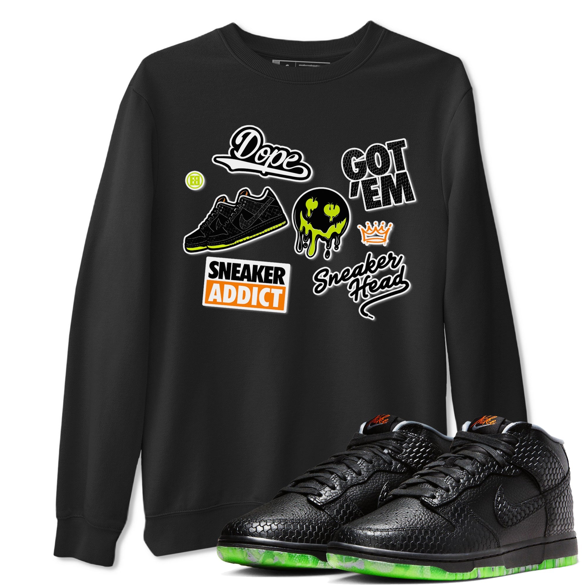 Dunk Halloween shirt to match jordans Sneakerhead Sticker sneaker tees Special Halloween Costume Dunk Mid Halloween Drip Gear Zone Unisex Black 1 T-Shirt