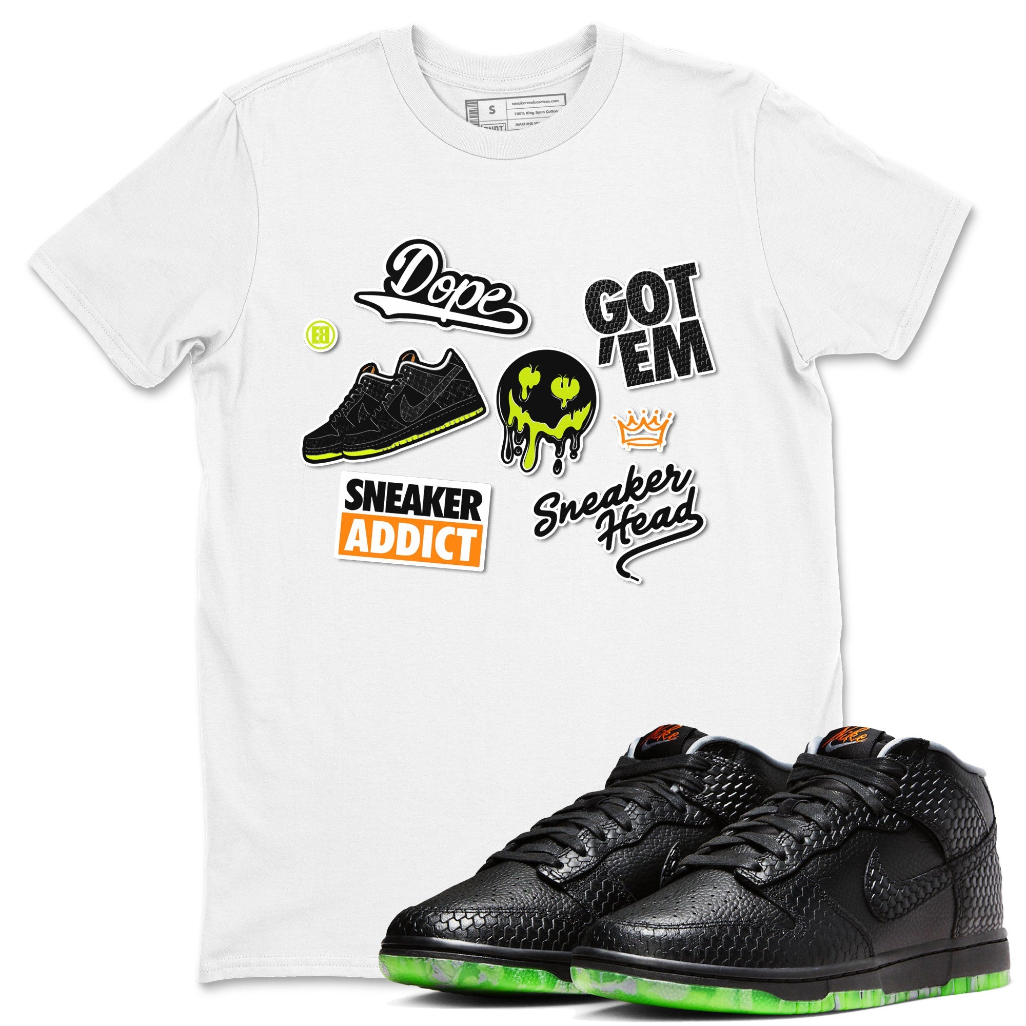 Dunk Halloween shirt to match jordans Sneakerhead Sticker sneaker tees Special Halloween Costume Dunk Mid Halloween Drip Gear Zone Unisex White 1 T-Shirt